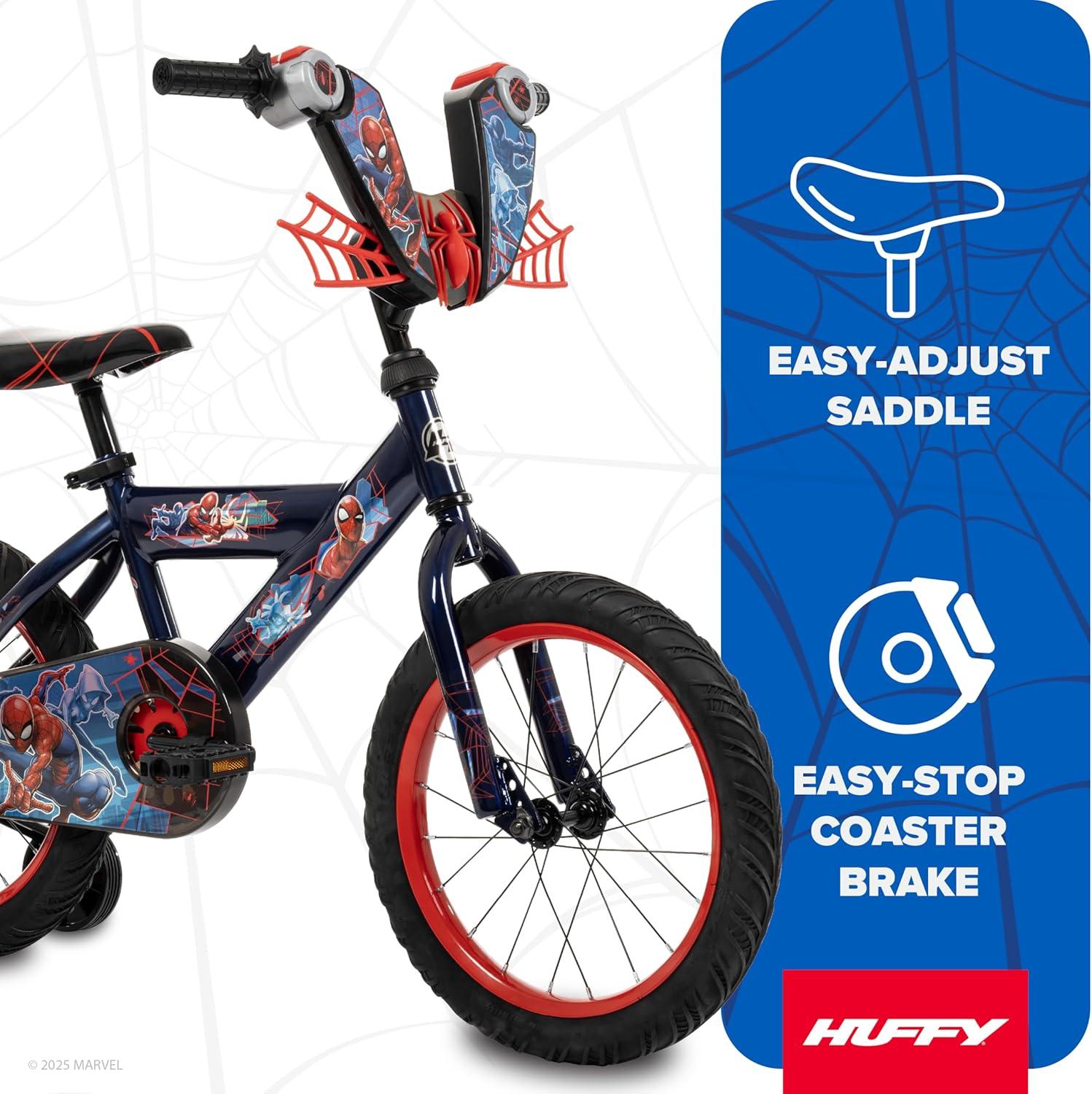 image:imageHuffy Disney and Marvel 1216 Inch Boys Bike for Kids Multiple Color Options and Designs Available Ideal for Ages 3 Years Old Removable Training Wheels Adjustable Seat Simple Coaster BrakeBlue Abyss  SpiderMan