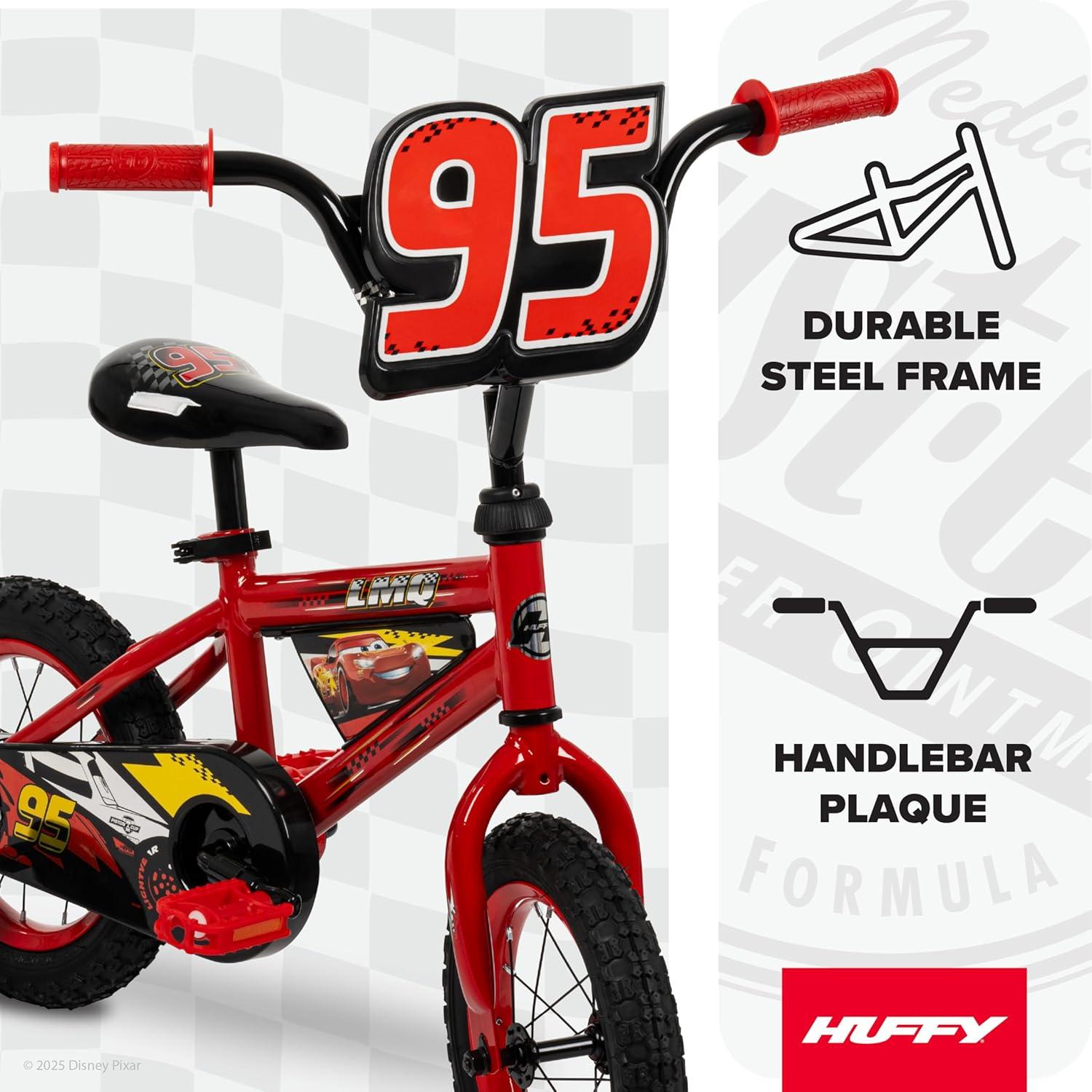 image:imageHuffy Disney and Marvel 1216 Inch Boys Bike for Kids Multiple Color Options and Designs Available Ideal for Ages 3 Years Old Removable Training Wheels Adjustable Seat Simple Coaster BrakeRed  Lightning McQueen