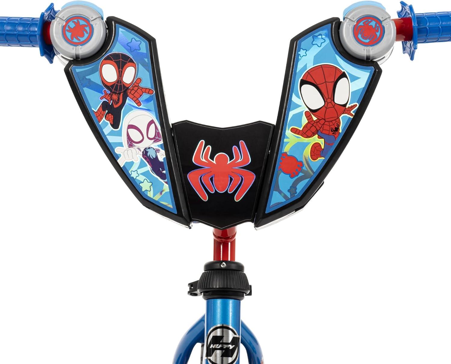 image:imageHuffy Disney and Marvel 1216 Inch Boys Bike for Kids Multiple Color Options and Designs Available Ideal for Ages 3 Years Old Removable Training Wheels Adjustable Seat Simple Coaster BrakeBlue  Spidey and His Amazing Friends