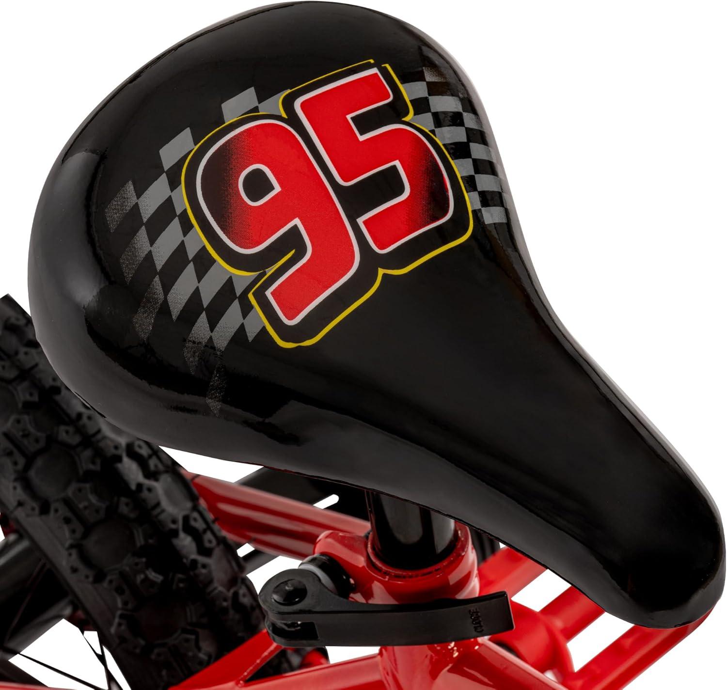 image:imageHuffy Disney and Marvel 1216 Inch Boys Bike for Kids Multiple Color Options and Designs Available Ideal for Ages 3 Years Old Removable Training Wheels Adjustable Seat Simple Coaster BrakeRed  Lightning McQueen