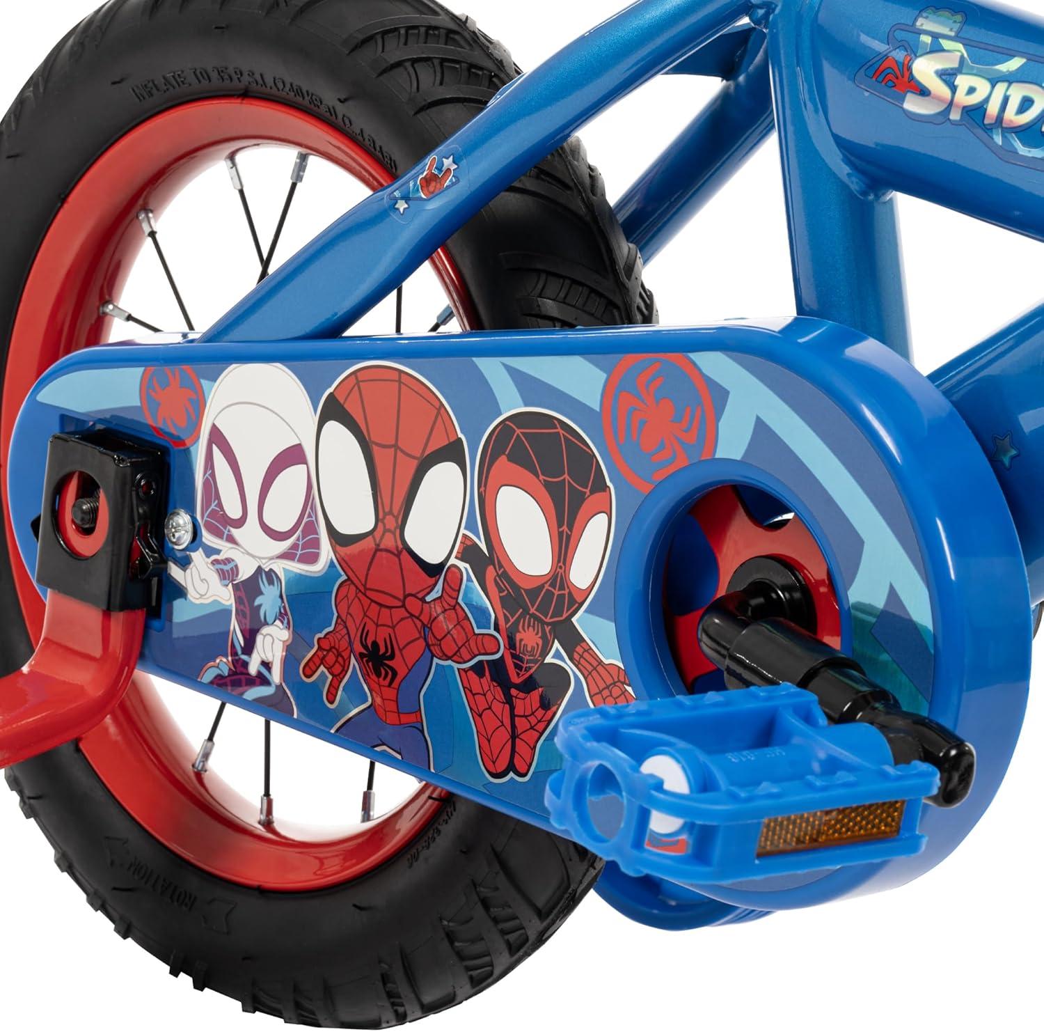image:imageHuffy Disney and Marvel 1216 Inch Boys Bike for Kids Multiple Color Options and Designs Available Ideal for Ages 3 Years Old Removable Training Wheels Adjustable Seat Simple Coaster BrakeBlue  Spidey and His Amazing Friends