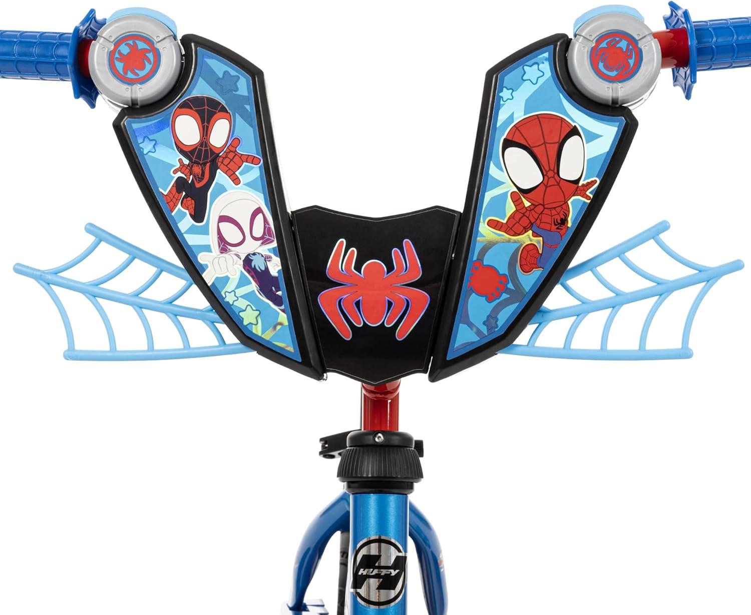 image:imageHuffy Disney and Marvel 1216 Inch Boys Bike for Kids Multiple Color Options and Designs Available Ideal for Ages 3 Years Old Removable Training Wheels Adjustable Seat Simple Coaster BrakeBlue  Spidey and His Amazing Friends