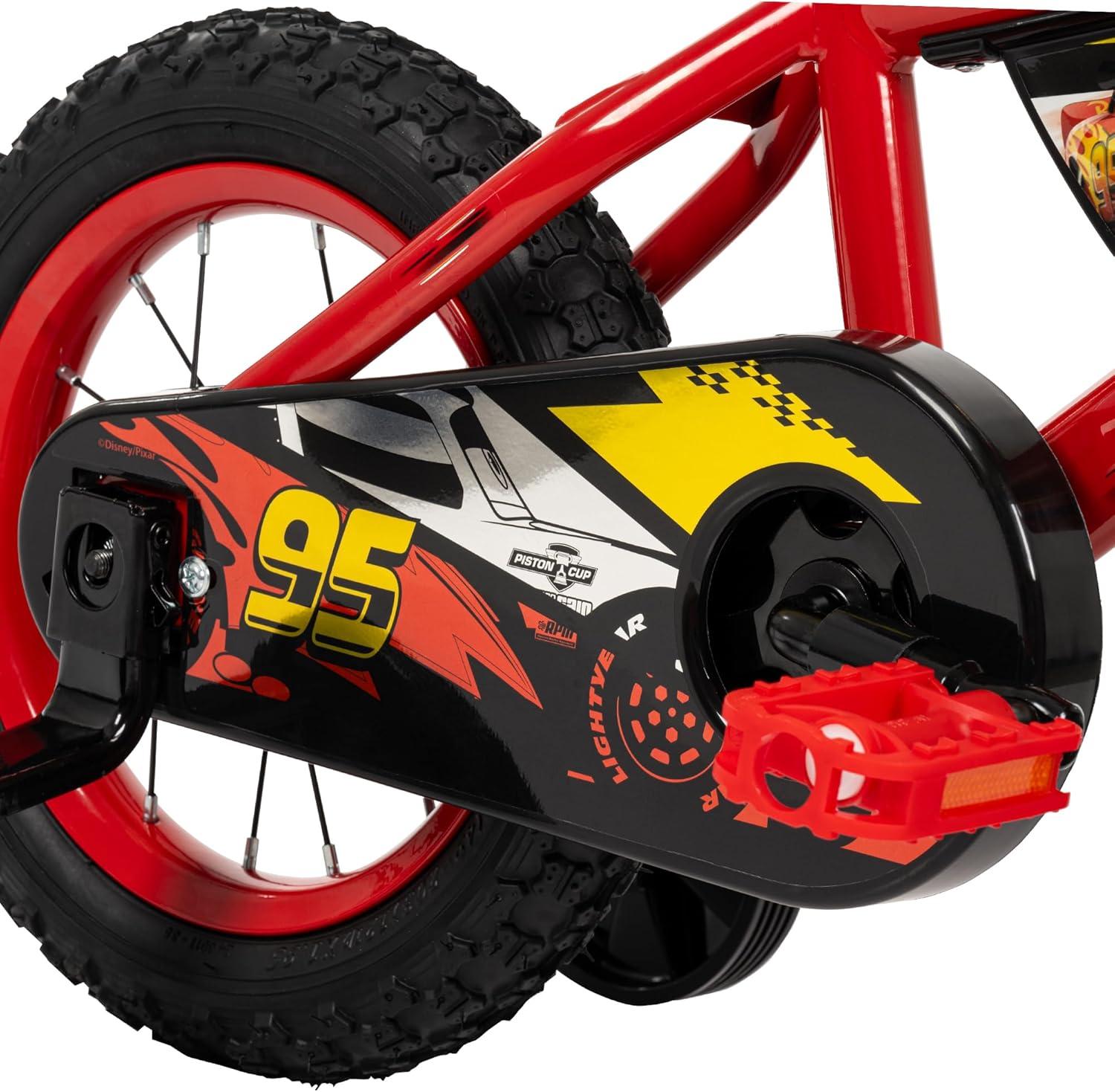 image:imageHuffy Disney and Marvel 1216 Inch Boys Bike for Kids Multiple Color Options and Designs Available Ideal for Ages 3 Years Old Removable Training Wheels Adjustable Seat Simple Coaster BrakeRed  Lightning McQueen