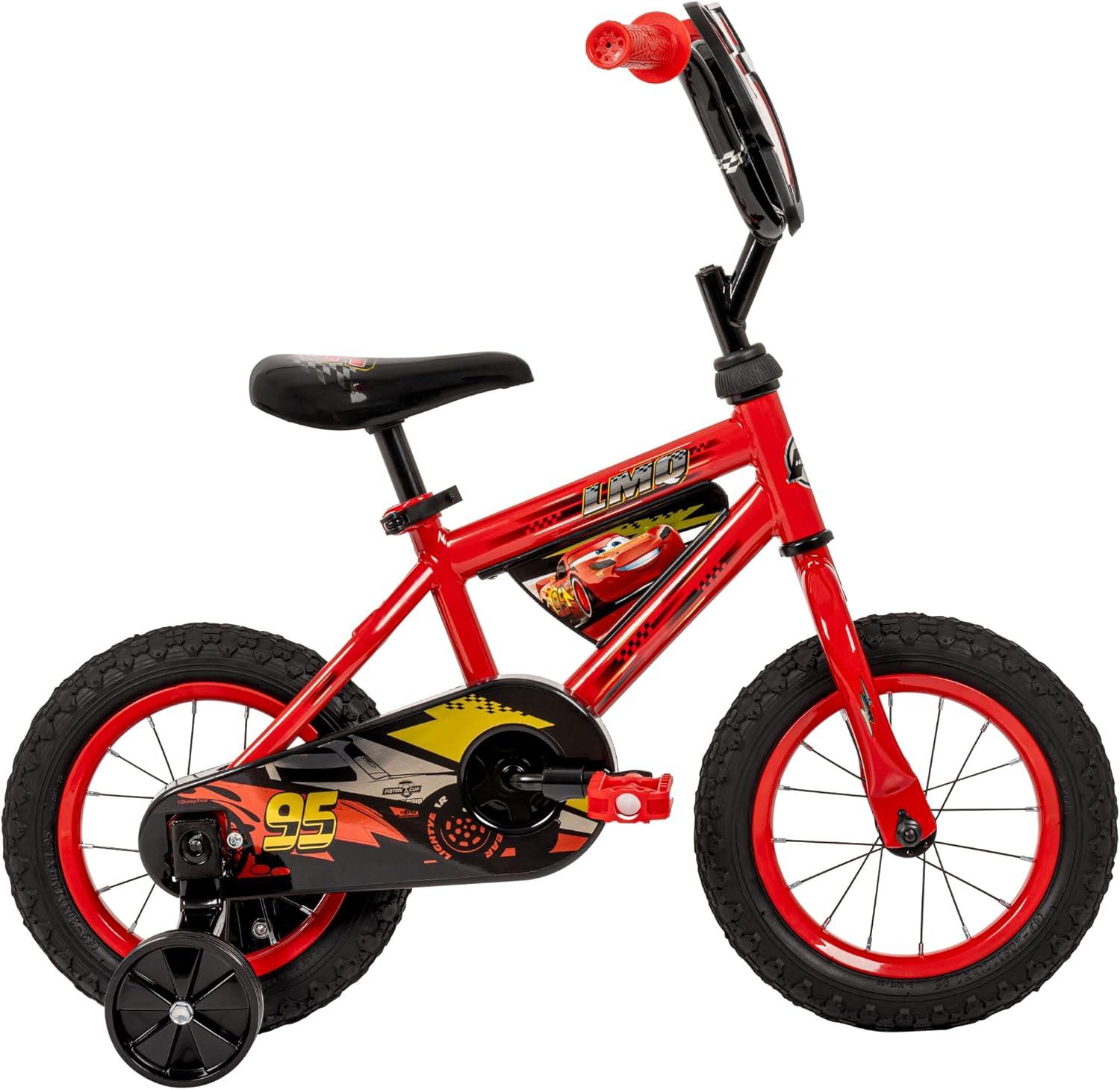 image:imageHuffy Disney and Marvel 1216 Inch Boys Bike for Kids Multiple Color Options and Designs Available Ideal for Ages 3 Years Old Removable Training Wheels Adjustable Seat Simple Coaster BrakeRed  Lightning McQueen