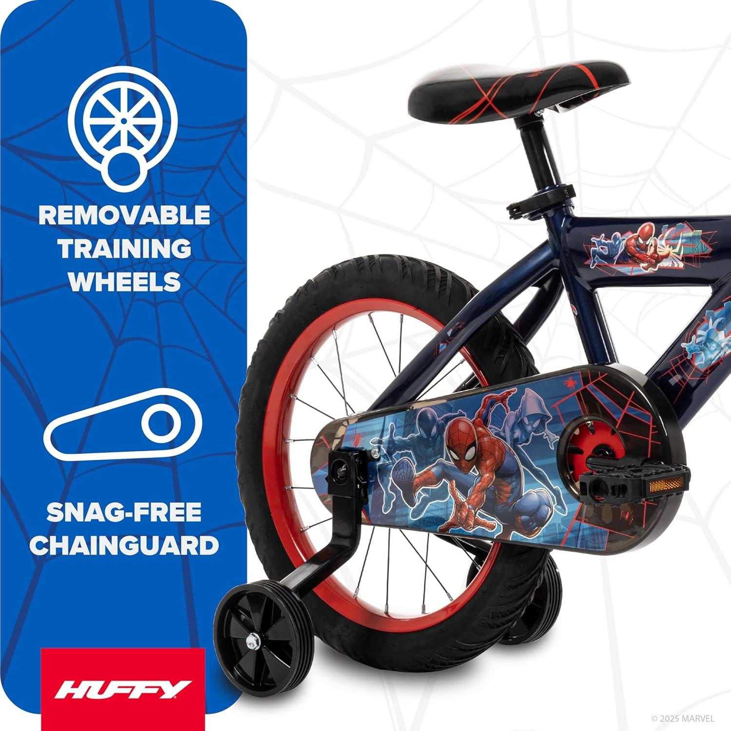 image:imageHuffy Disney and Marvel 1216 Inch Boys Bike for Kids Multiple Color Options and Designs Available Ideal for Ages 3 Years Old Removable Training Wheels Adjustable Seat Simple Coaster BrakeBlue Abyss  SpiderMan