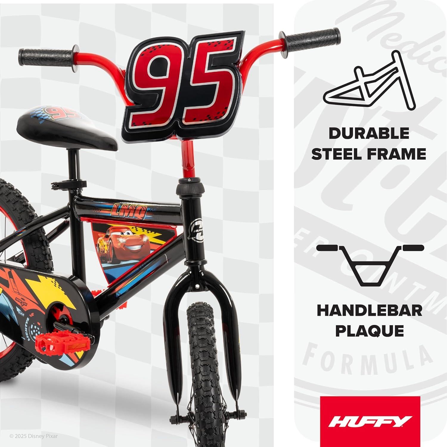 image:imageHuffy Disney and Marvel 1216 Inch Boys Bike for Kids Multiple Color Options and Designs Available Ideal for Ages 3 Years Old Removable Training Wheels Adjustable Seat Simple Coaster BrakeRedBlack  Lightning McQueen