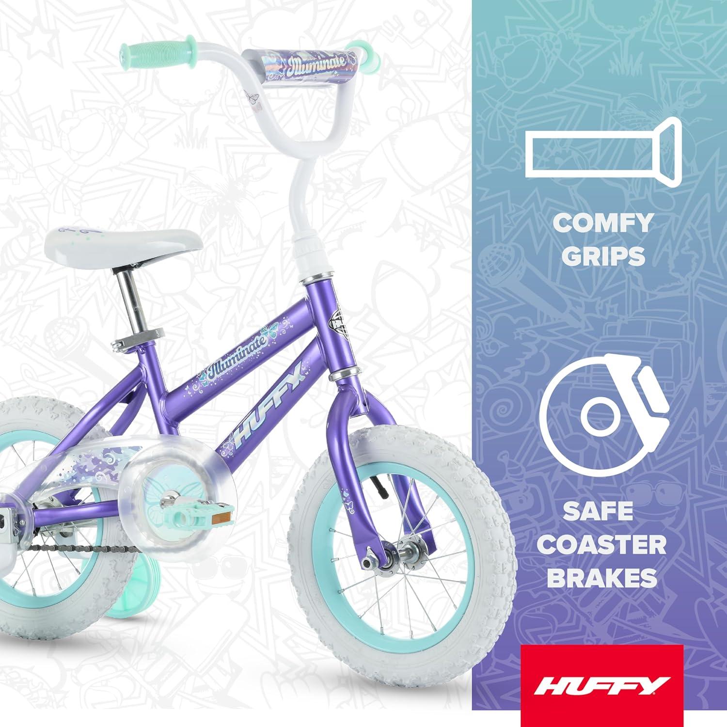 image:imageHuffy Illuminate Bike for Girls 121620 Inch Size Options Ages 3 Years Old Removable Training Wheels 12 and 16 Only Multiple Color Options Easy Assembly Adjustable Seat DurableAmethyst Purple
