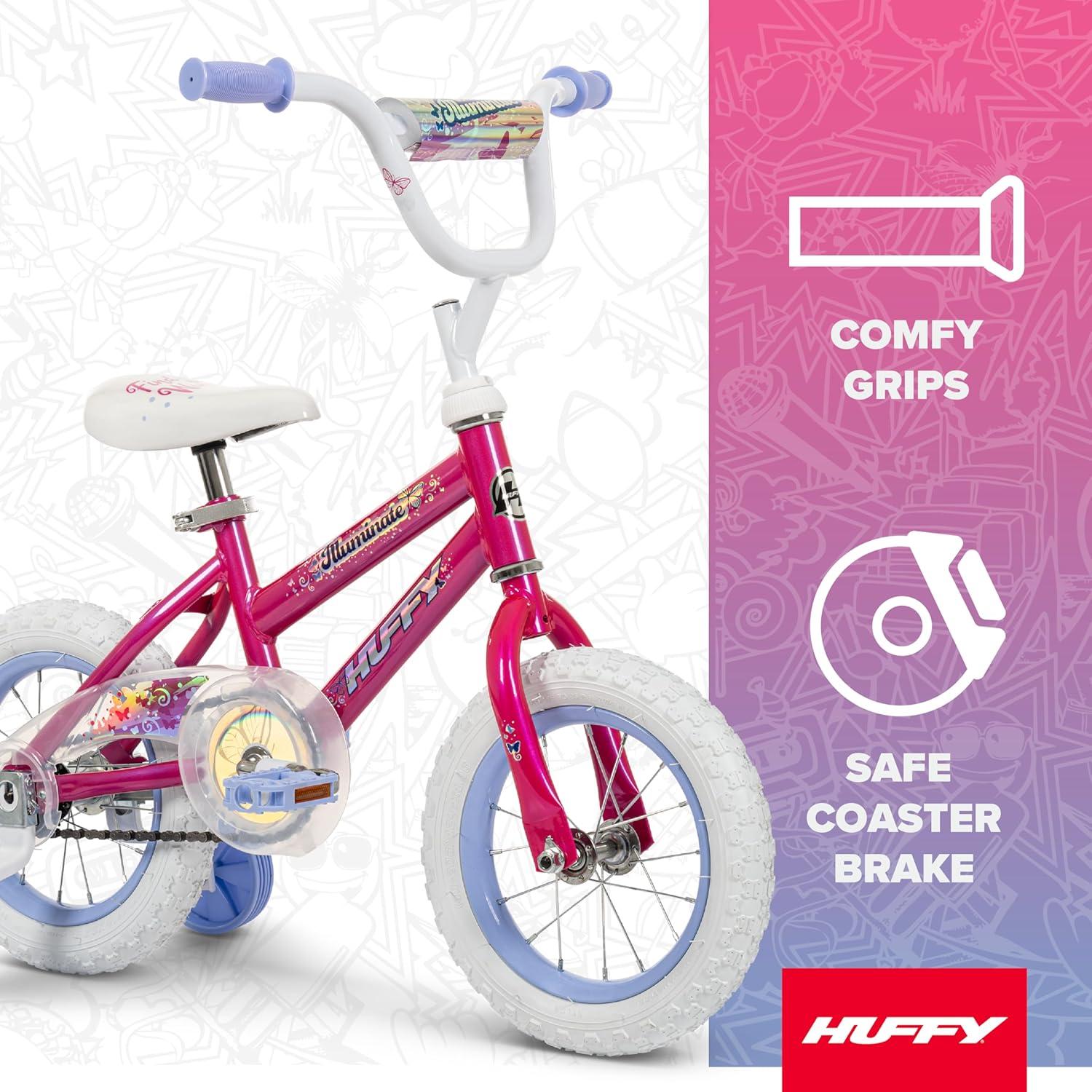 image:imageHuffy Illuminate Bike for Girls 121620 Inch Size Options Ages 3 Years Old Removable Training Wheels 12 and 16 Only Multiple Color Options Easy Assembly Adjustable Seat DurableSweet Pink