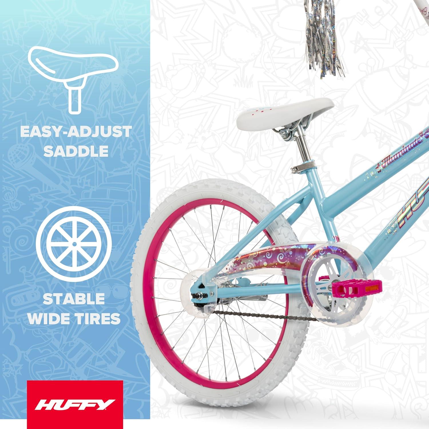 image:imageHuffy Illuminate Bike for Girls 121620 Inch Size Options Ages 3 Years Old Removable Training Wheels 12 and 16 Only Multiple Color Options Easy Assembly Adjustable Seat DurableSky Blue