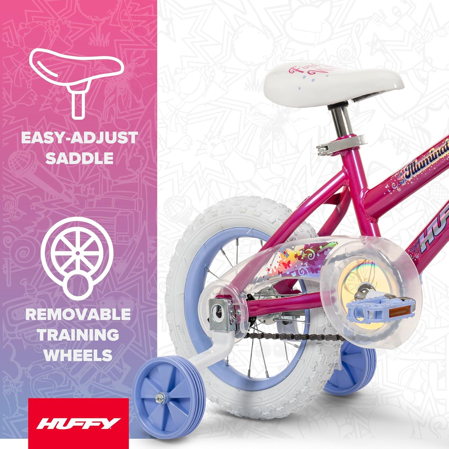 image:imageHuffy Illuminate Bike for Girls 121620 Inch Size Options Ages 3 Years Old Removable Training Wheels 12 and 16 Only Multiple Color Options Easy Assembly Adjustable Seat DurableSweet Pink