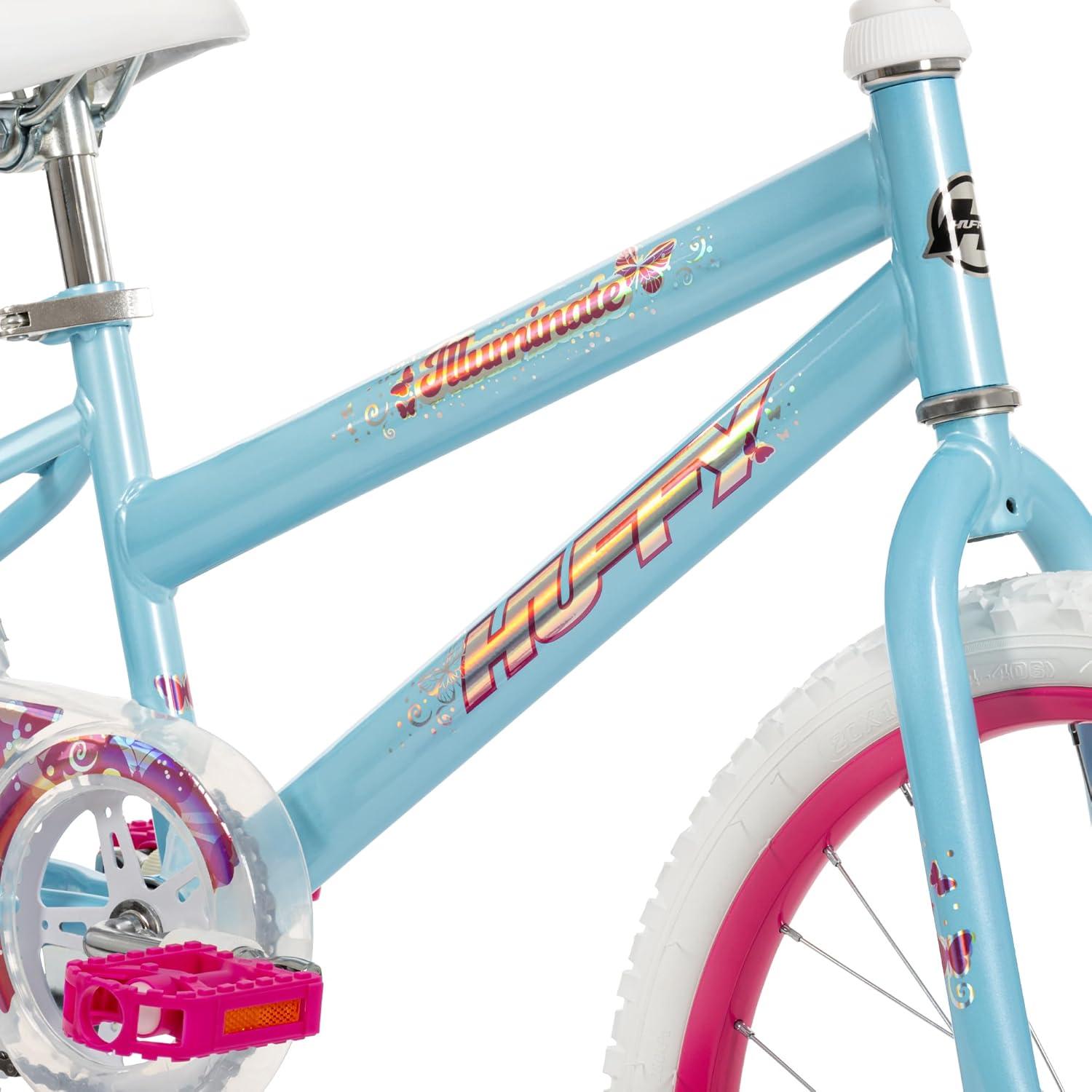 image:imageHuffy Illuminate Bike for Girls 121620 Inch Size Options Ages 3 Years Old Removable Training Wheels 12 and 16 Only Multiple Color Options Easy Assembly Adjustable Seat DurableSky Blue