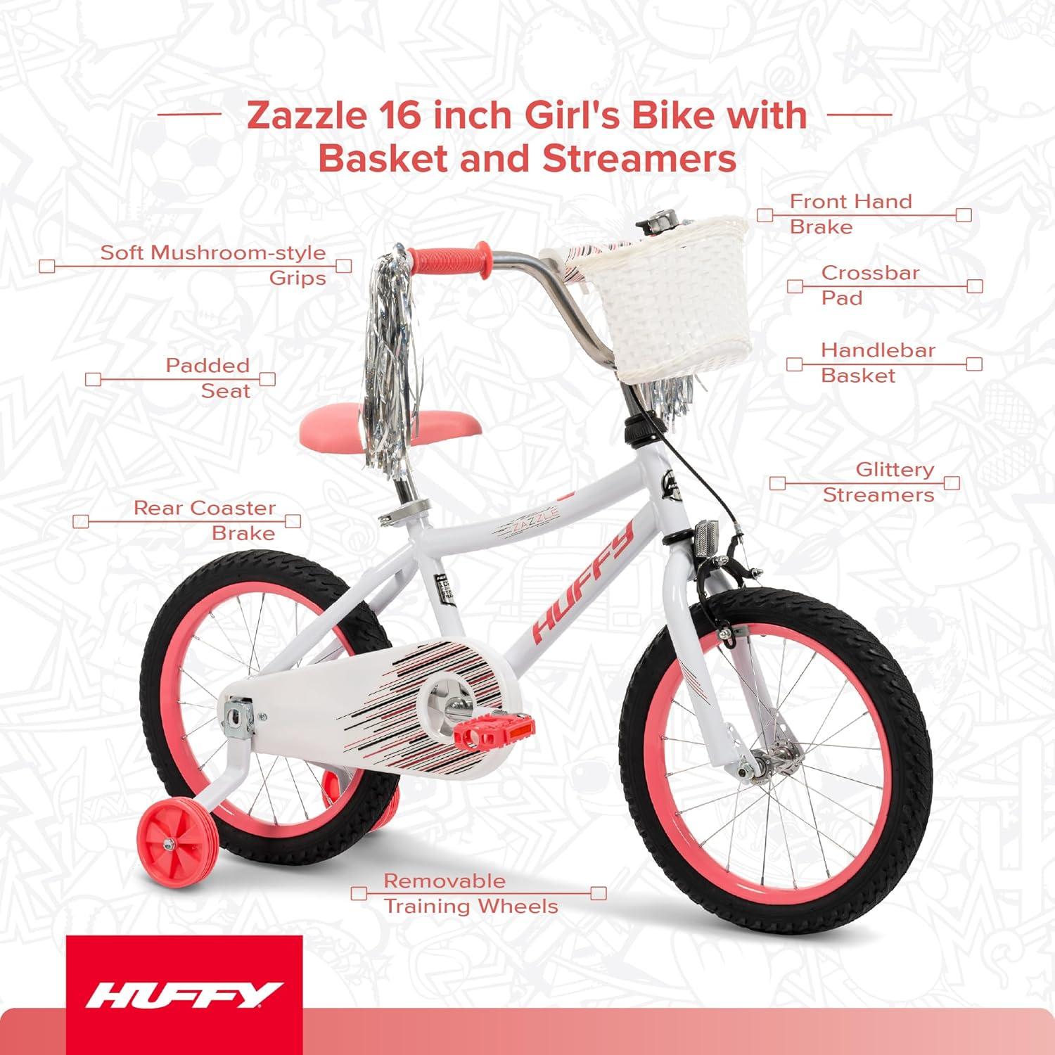 image:imageHuffy Kids 1216 Inch Bikes Multiple Color Options Available Ideal for Ages 3 Years Old EZ Build Assembly Removable Training Wheels Chain Guard for Safety Fun and Playful DesignsWhite