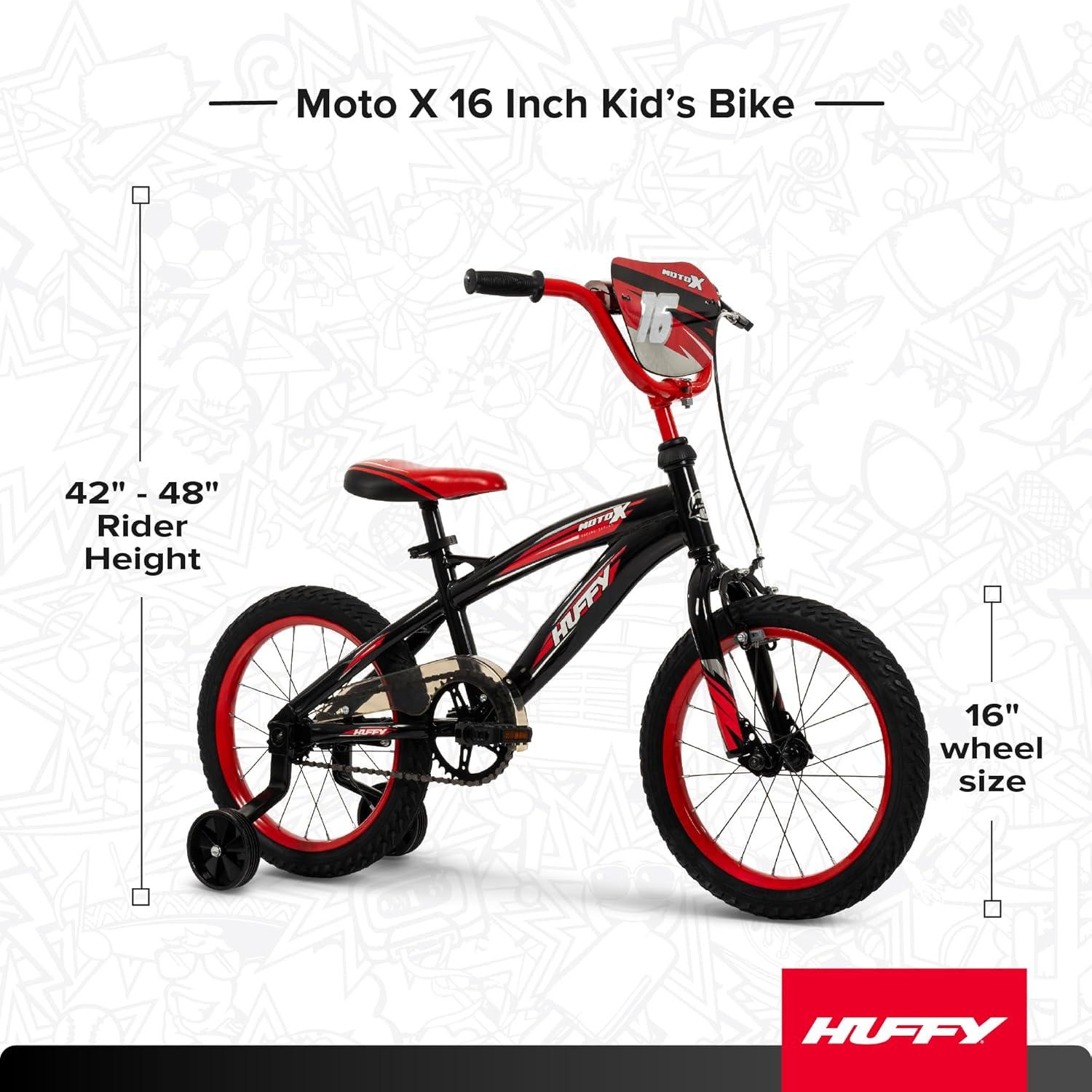 image:imageHuffy Kids 1216 Inch Bikes Multiple Color Options Available Ideal for Ages 3 Years Old EZ Build Assembly Removable Training Wheels Chain Guard for Safety Fun and Playful DesignsGloss Black