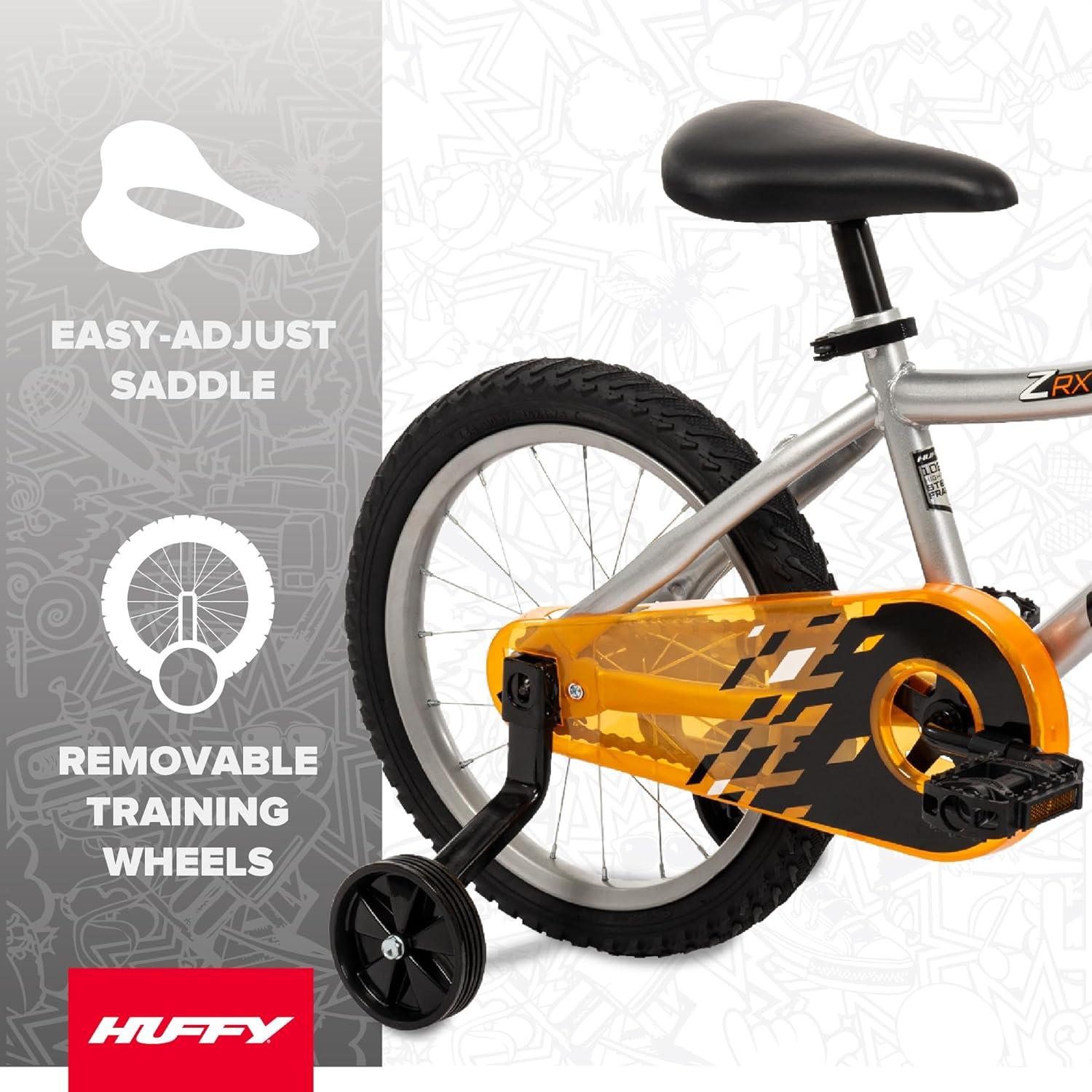 image:imageHuffy Kids 1216 Inch Bikes Multiple Color Options Available Ideal for Ages 3 Years Old EZ Build Assembly Removable Training Wheels Chain Guard for Safety Fun and Playful DesignsSilver