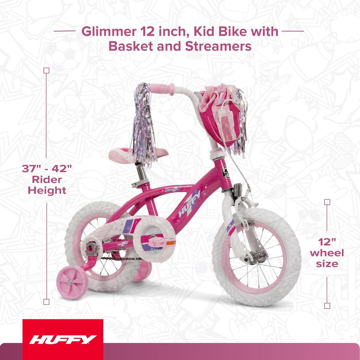 image:imageHuffy Kids 1216 Inch Bikes Multiple Color Options Available Ideal for Ages 3 Years Old EZ Build Assembly Removable Training Wheels Chain Guard for Safety Fun and Playful DesignsPink