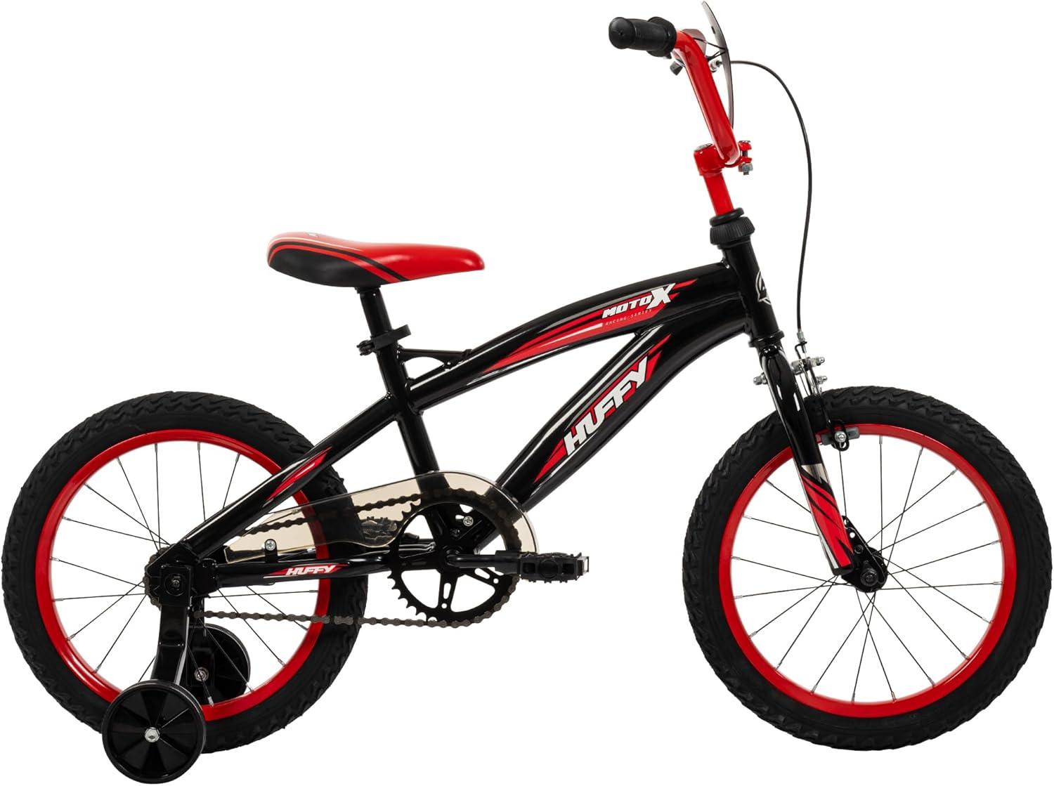 image:imageHuffy Kids 1216 Inch Bikes Multiple Color Options Available Ideal for Ages 3 Years Old EZ Build Assembly Removable Training Wheels Chain Guard for Safety Fun and Playful DesignsGloss Black