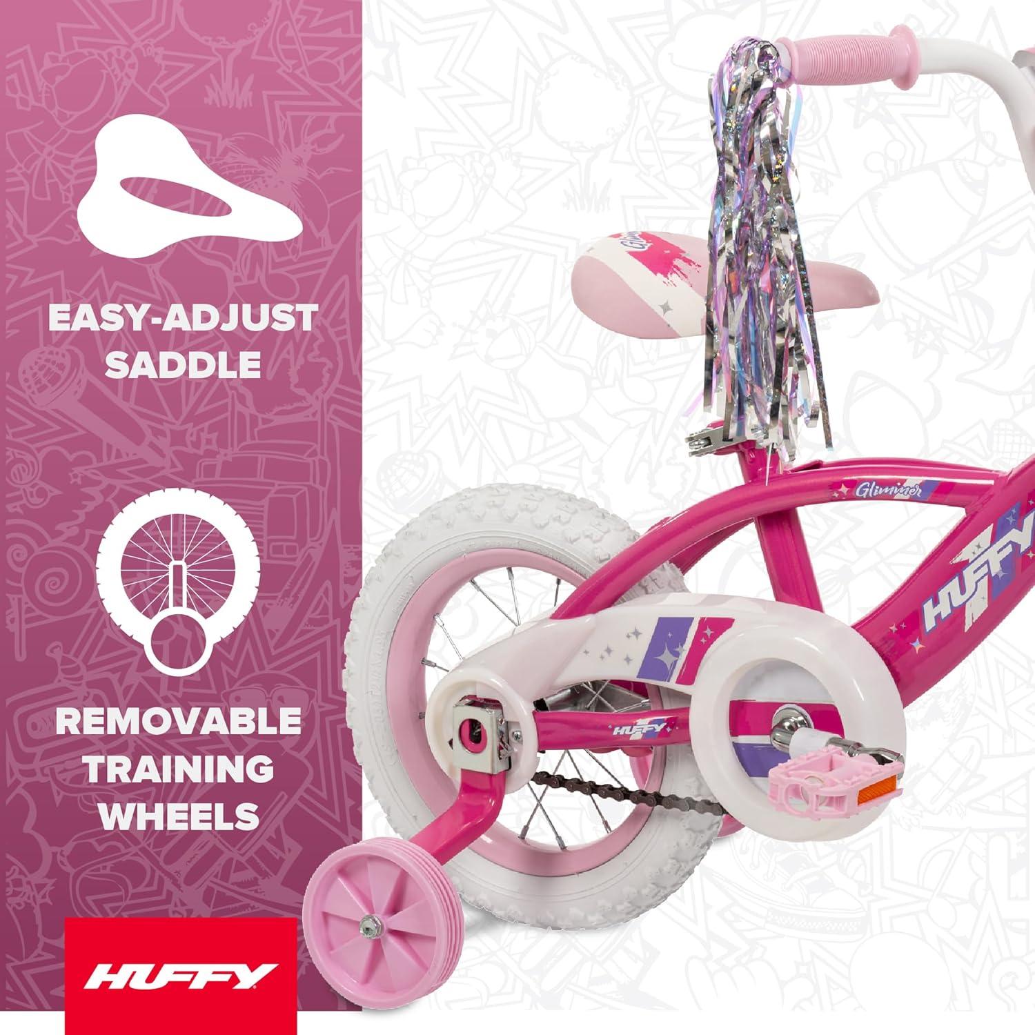 image:imageHuffy Kids 1216 Inch Bikes Multiple Color Options Available Ideal for Ages 3 Years Old EZ Build Assembly Removable Training Wheels Chain Guard for Safety Fun and Playful DesignsPink