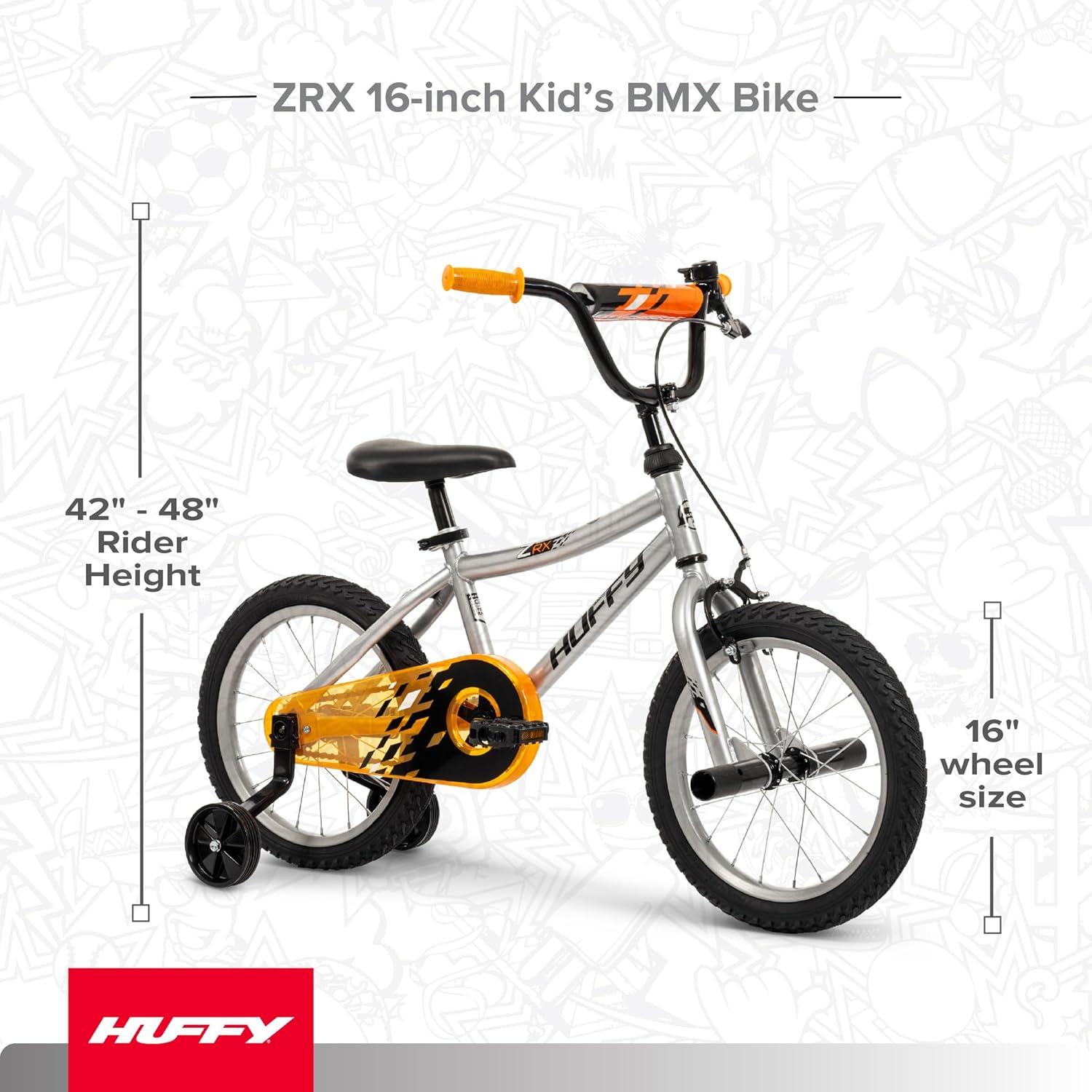 image:imageHuffy Kids 1216 Inch Bikes Multiple Color Options Available Ideal for Ages 3 Years Old EZ Build Assembly Removable Training Wheels Chain Guard for Safety Fun and Playful DesignsSilver