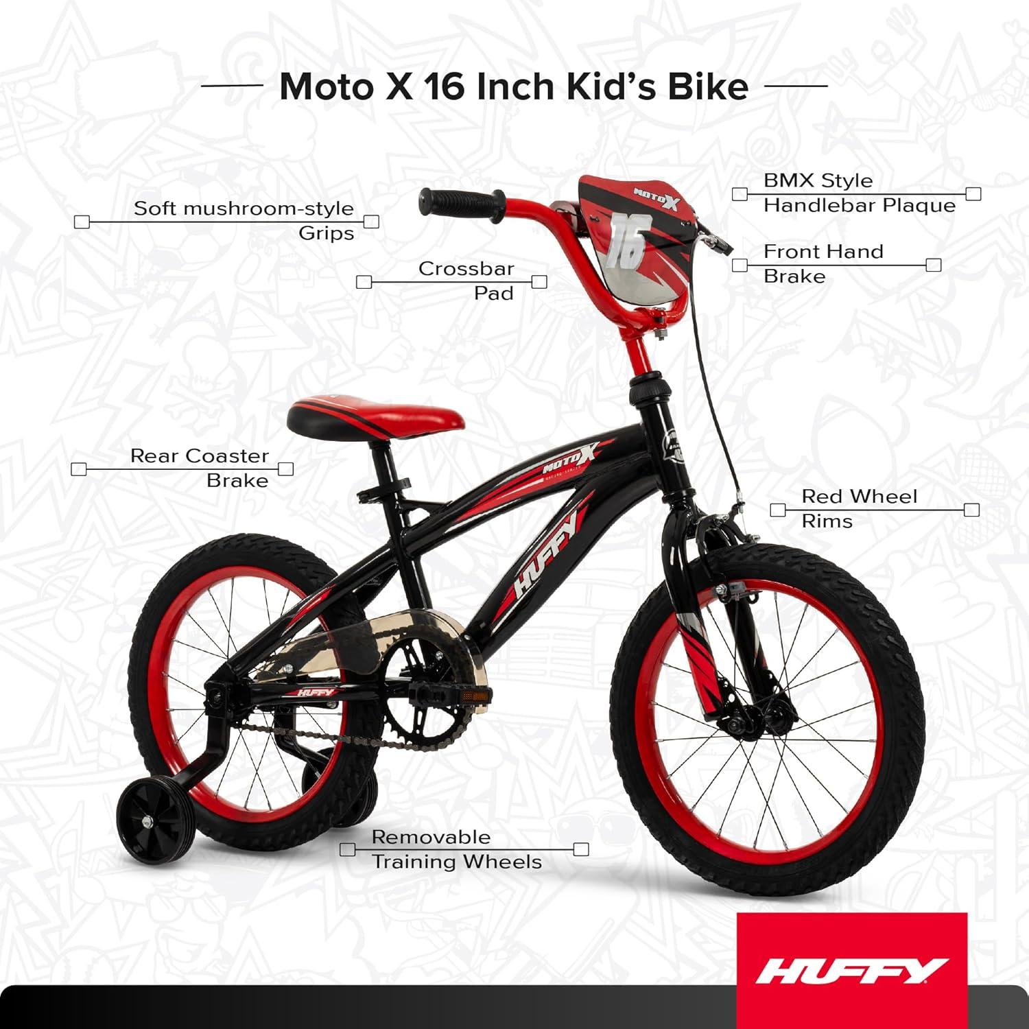 image:imageHuffy Kids 1216 Inch Bikes Multiple Color Options Available Ideal for Ages 3 Years Old EZ Build Assembly Removable Training Wheels Chain Guard for Safety Fun and Playful DesignsGloss Black