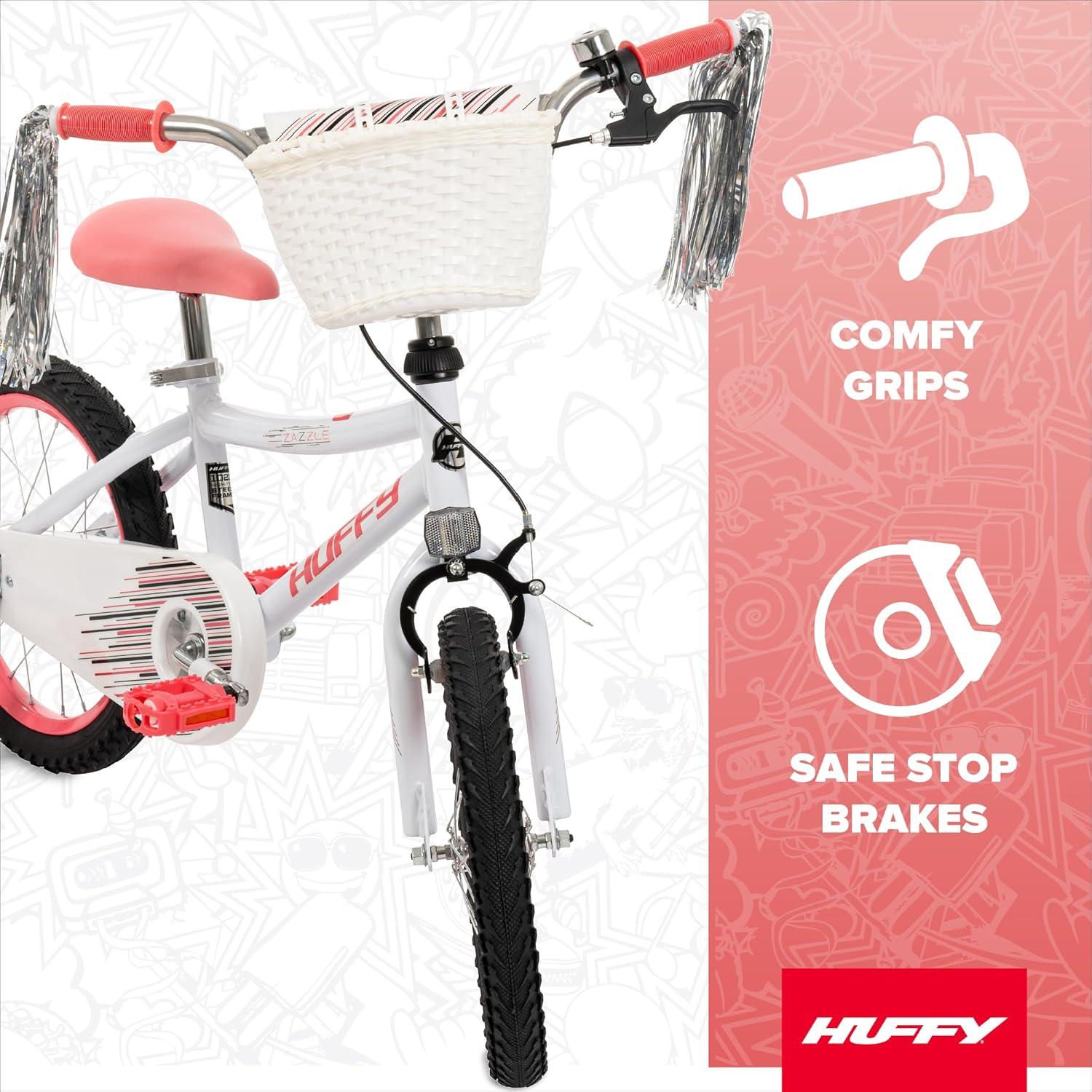 image:imageHuffy Kids 1216 Inch Bikes Multiple Color Options Available Ideal for Ages 3 Years Old EZ Build Assembly Removable Training Wheels Chain Guard for Safety Fun and Playful DesignsWhite