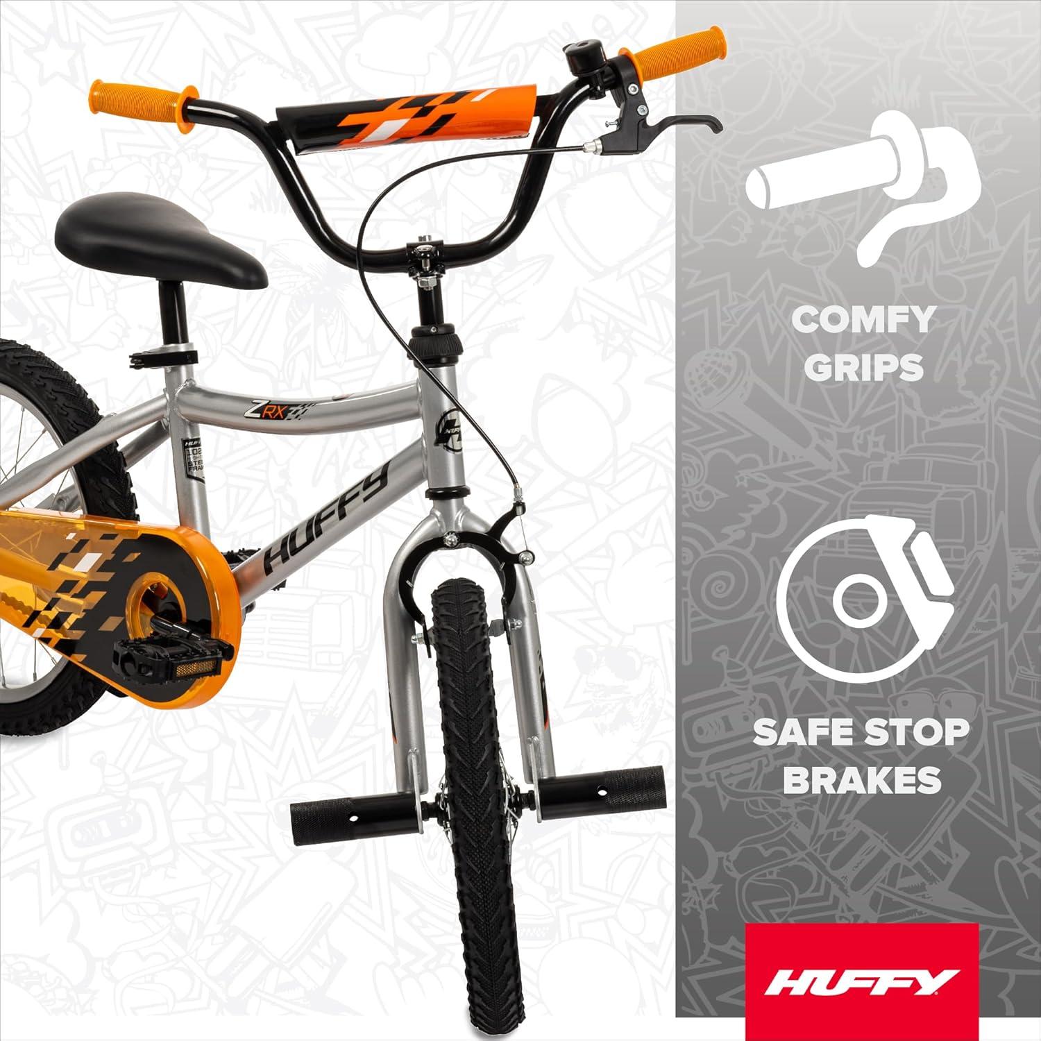 image:imageHuffy Kids 1216 Inch Bikes Multiple Color Options Available Ideal for Ages 3 Years Old EZ Build Assembly Removable Training Wheels Chain Guard for Safety Fun and Playful DesignsSilver
