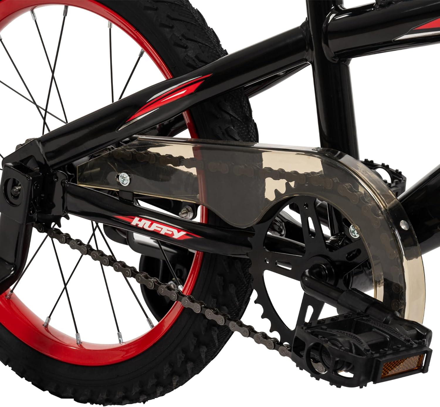 image:imageHuffy Kids 1216 Inch Bikes Multiple Color Options Available Ideal for Ages 3 Years Old EZ Build Assembly Removable Training Wheels Chain Guard for Safety Fun and Playful DesignsGloss Black