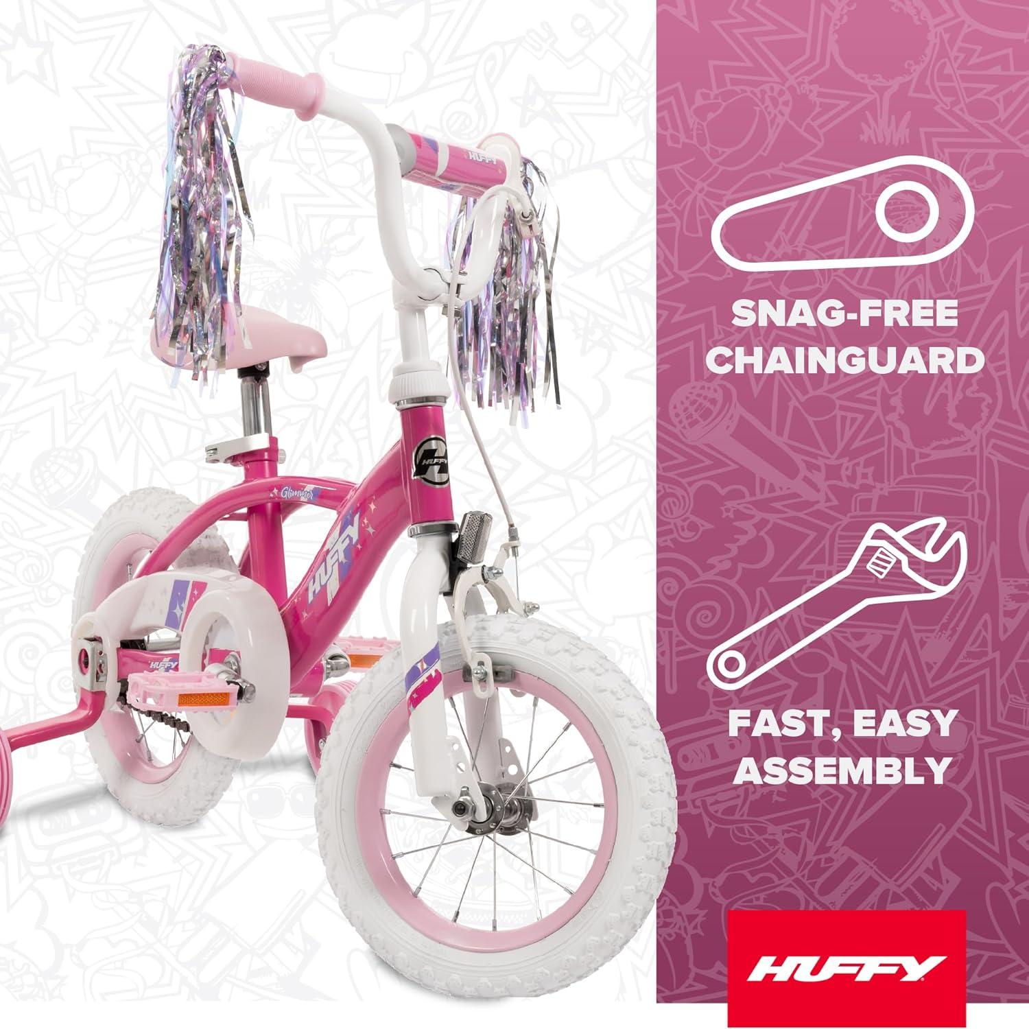 image:imageHuffy Kids 1216 Inch Bikes Multiple Color Options Available Ideal for Ages 3 Years Old EZ Build Assembly Removable Training Wheels Chain Guard for Safety Fun and Playful DesignsPink