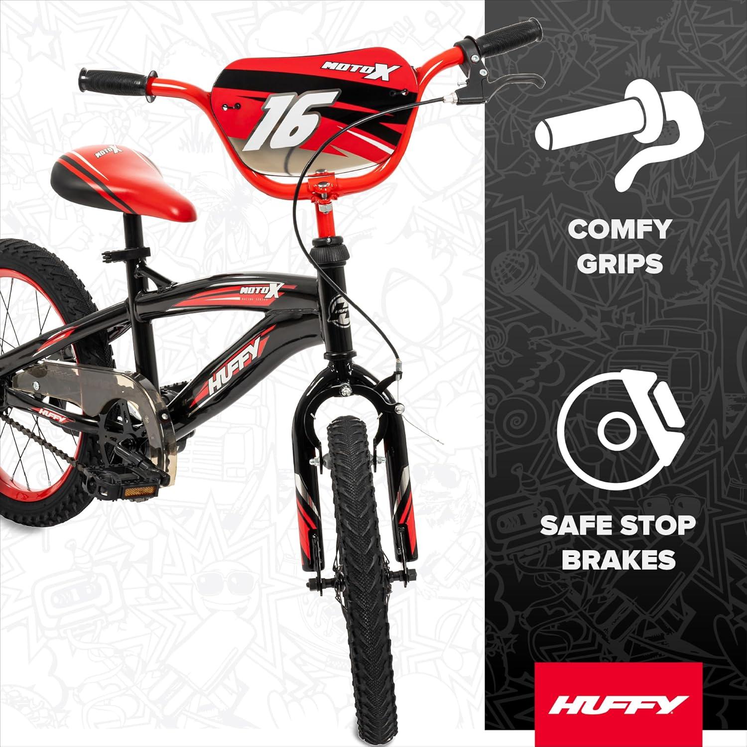image:imageHuffy Kids 1216 Inch Bikes Multiple Color Options Available Ideal for Ages 3 Years Old EZ Build Assembly Removable Training Wheels Chain Guard for Safety Fun and Playful DesignsGloss Black