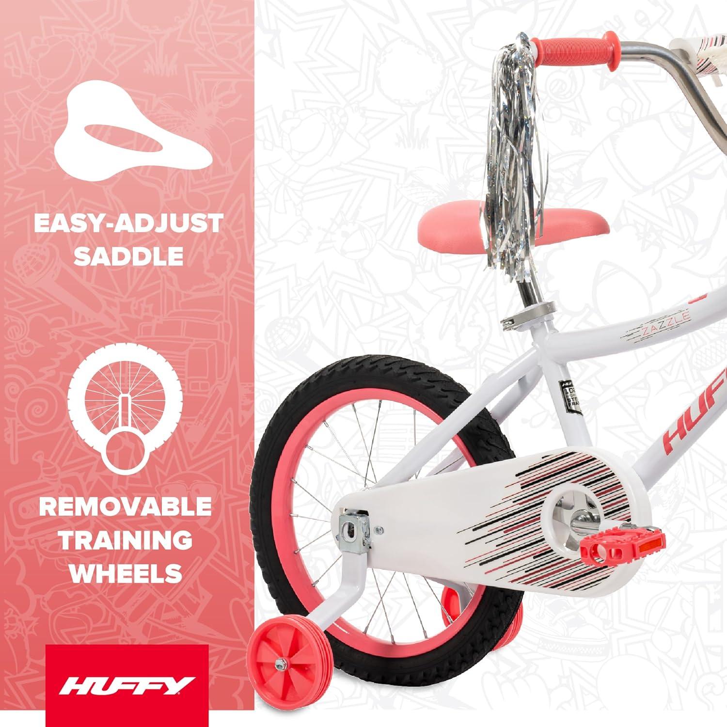 image:imageHuffy Kids 1216 Inch Bikes Multiple Color Options Available Ideal for Ages 3 Years Old EZ Build Assembly Removable Training Wheels Chain Guard for Safety Fun and Playful DesignsWhite