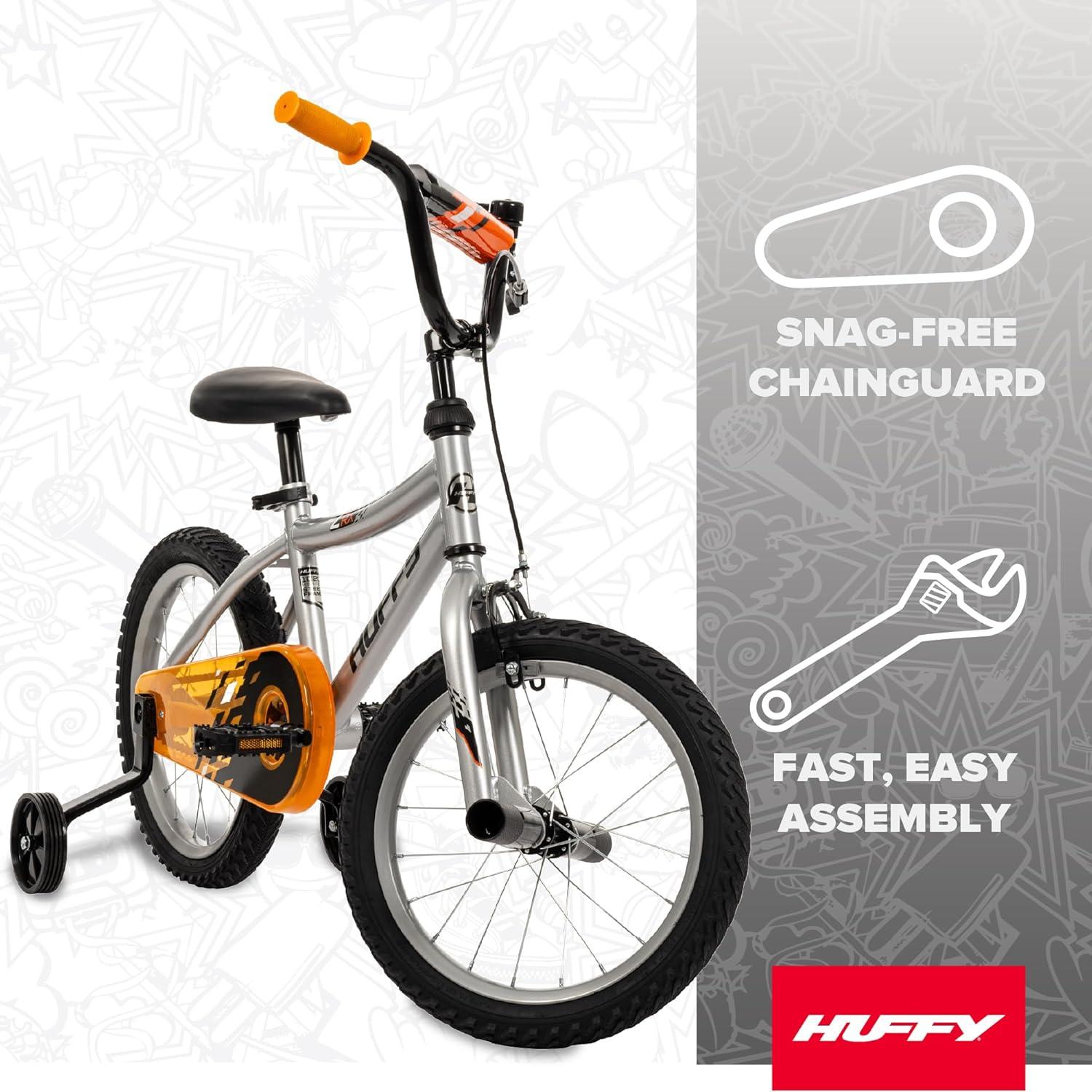 image:imageHuffy Kids 1216 Inch Bikes Multiple Color Options Available Ideal for Ages 3 Years Old EZ Build Assembly Removable Training Wheels Chain Guard for Safety Fun and Playful DesignsSilver