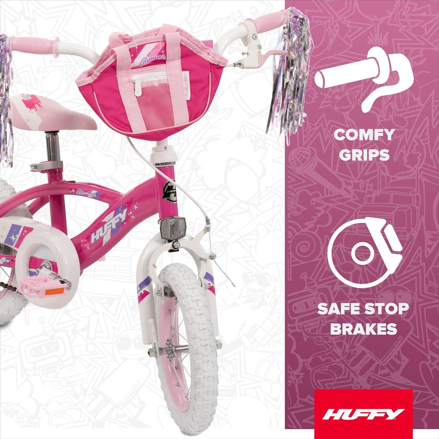 image:imageHuffy Kids 1216 Inch Bikes Multiple Color Options Available Ideal for Ages 3 Years Old EZ Build Assembly Removable Training Wheels Chain Guard for Safety Fun and Playful DesignsPink