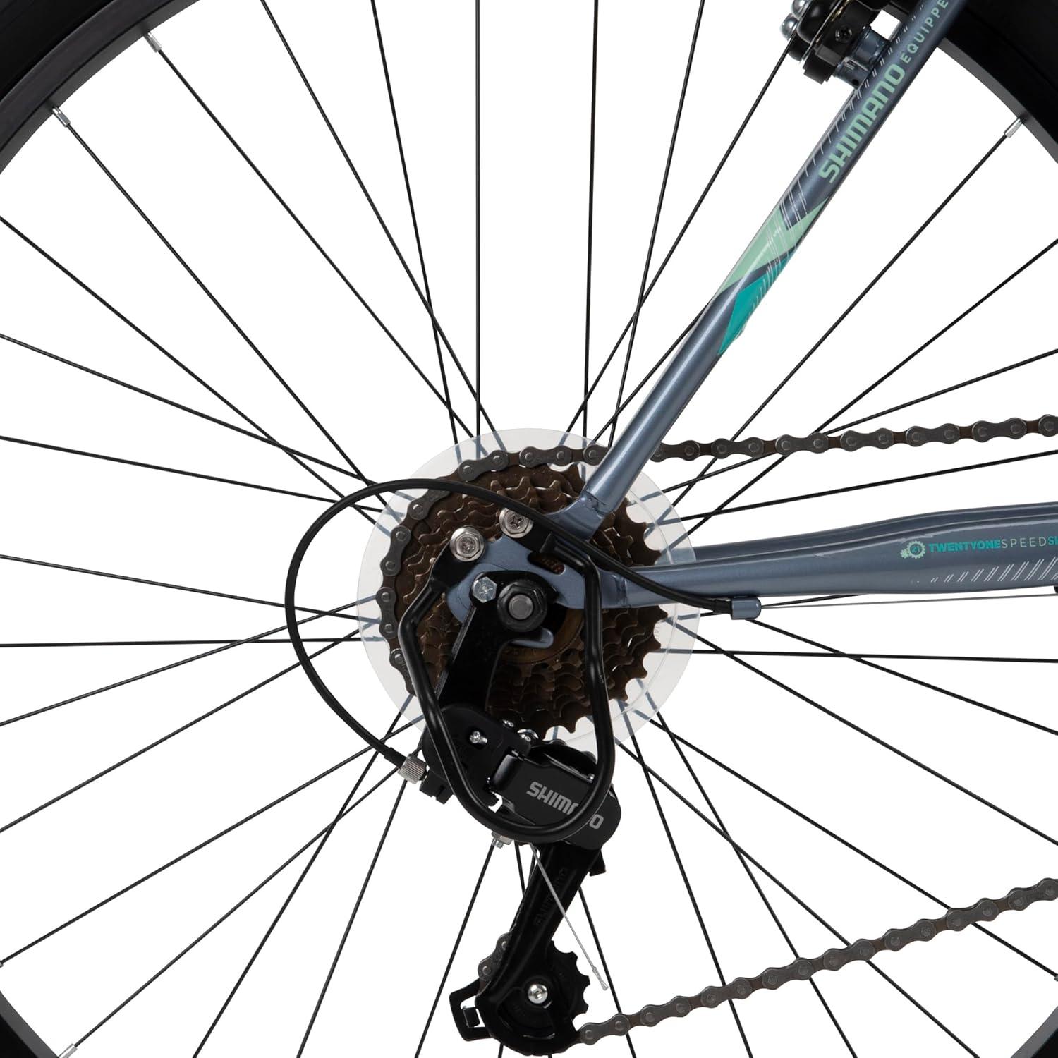 image:imageHuffy Stone Mountain Bike for Men and Women 202426 6Speed 20 or 21Speed Front or Dual Suspension Varies Multiple Colors Adjustable Saddle Shimano Equipped AllTerrain TiresSilver Gloss