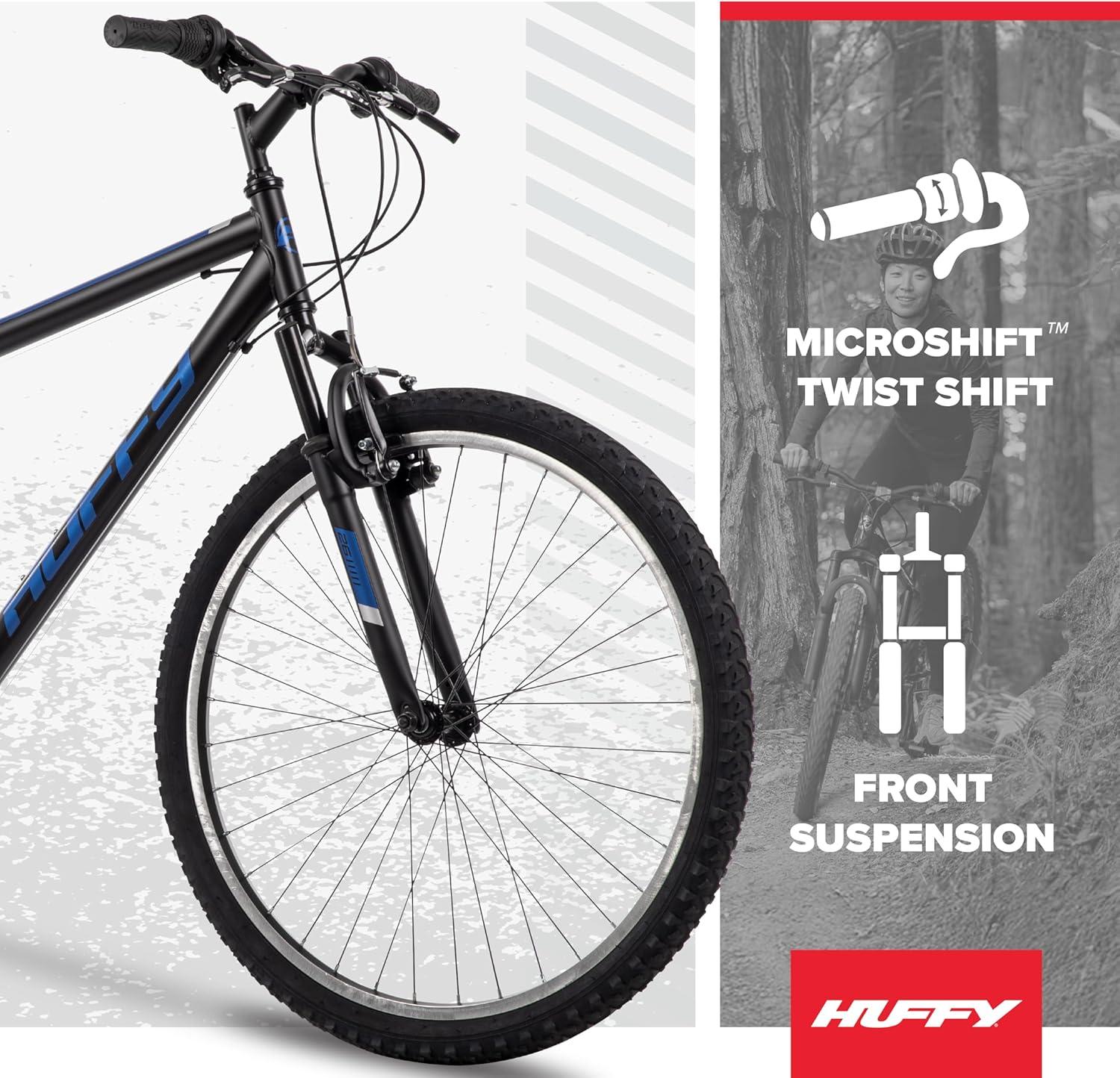 image:imageHuffy Stone Mountain Bike for Men and Women 202426 6Speed 20 or 21Speed Front or Dual Suspension Varies Multiple Colors Adjustable Saddle Shimano Equipped AllTerrain TiresMatte Black