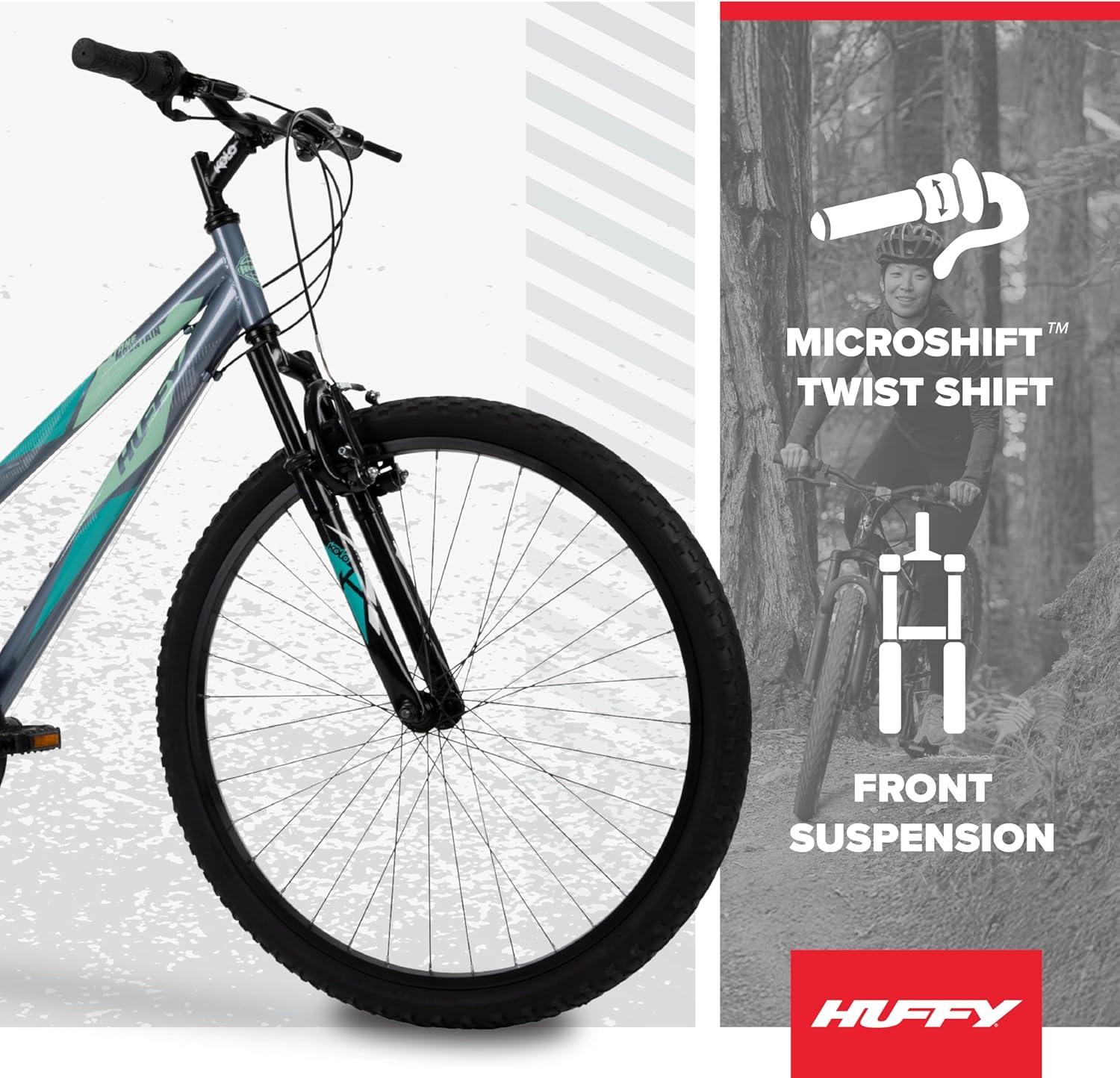 image:imageHuffy Stone Mountain Bike for Men and Women 202426 6Speed 20 or 21Speed Front or Dual Suspension Varies Multiple Colors Adjustable Saddle Shimano Equipped AllTerrain TiresSilver Gloss
