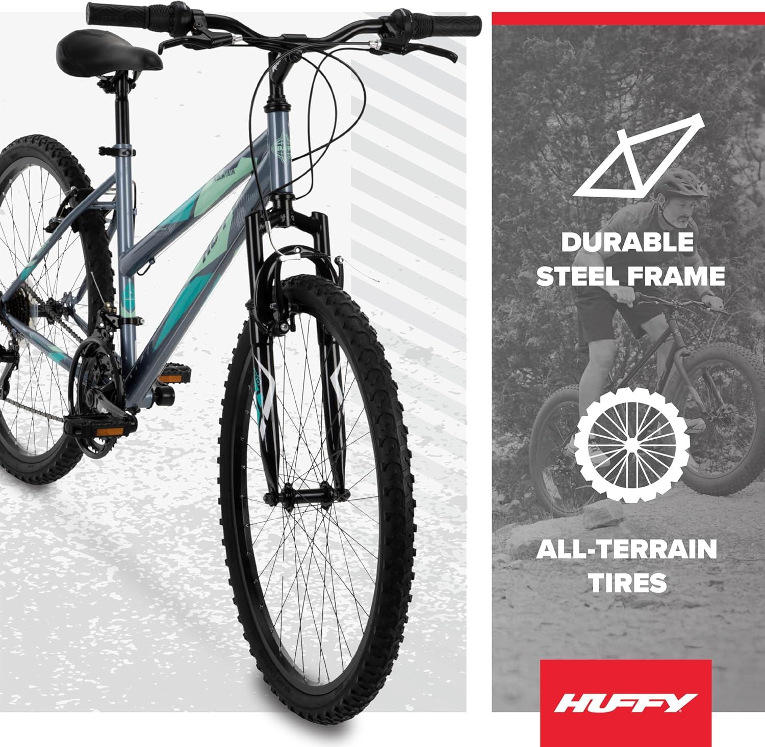 image:imageHuffy Stone Mountain Bike for Men and Women 202426 6Speed 20 or 21Speed Front or Dual Suspension Varies Multiple Colors Adjustable Saddle Shimano Equipped AllTerrain TiresSilver Gloss
