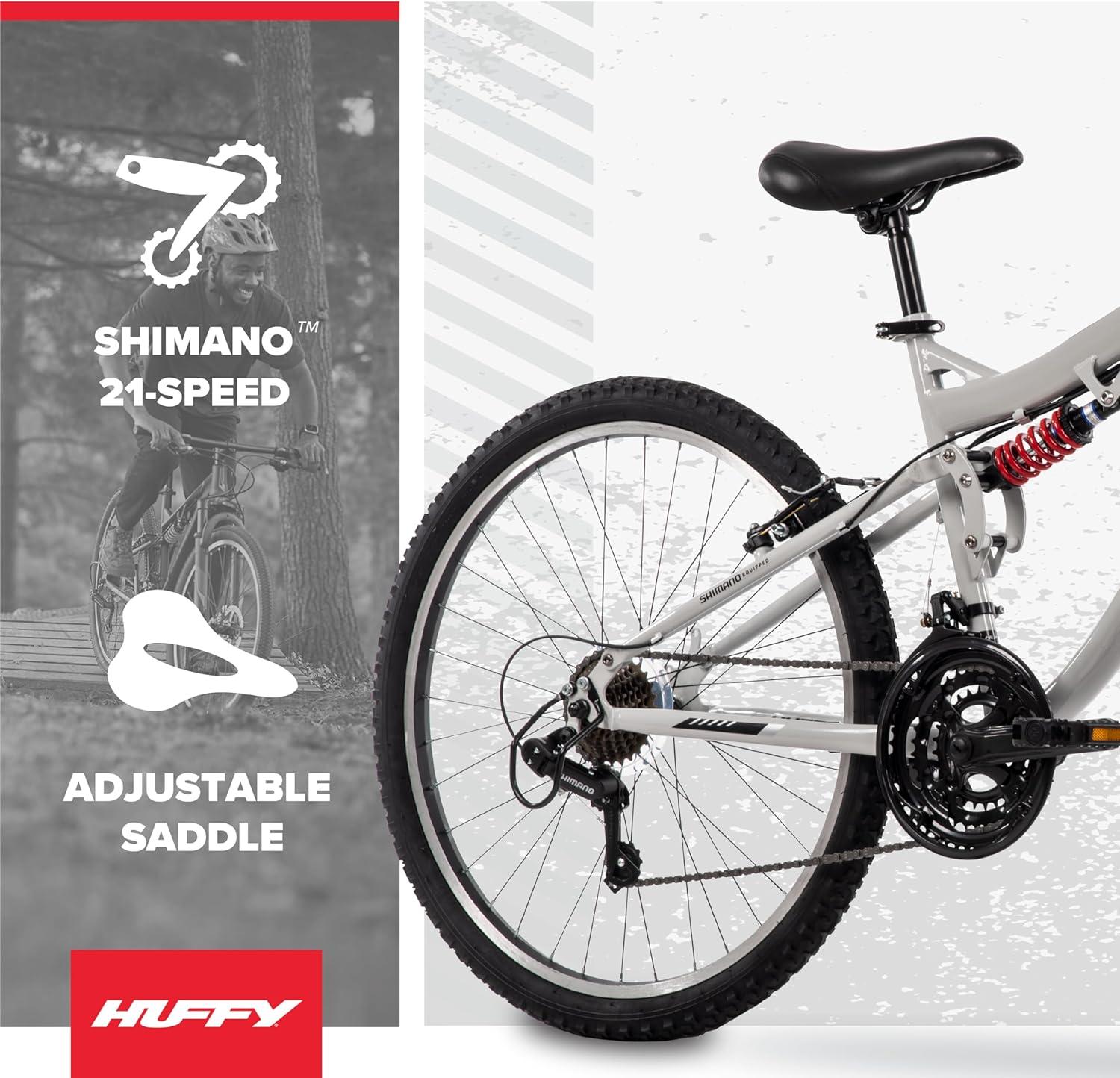 image:imageHuffy Stone Mountain Bike for Men and Women 202426 6Speed 20 or 21Speed Front or Dual Suspension Varies Multiple Colors Adjustable Saddle Shimano Equipped AllTerrain TiresCloudy Grey Gloss