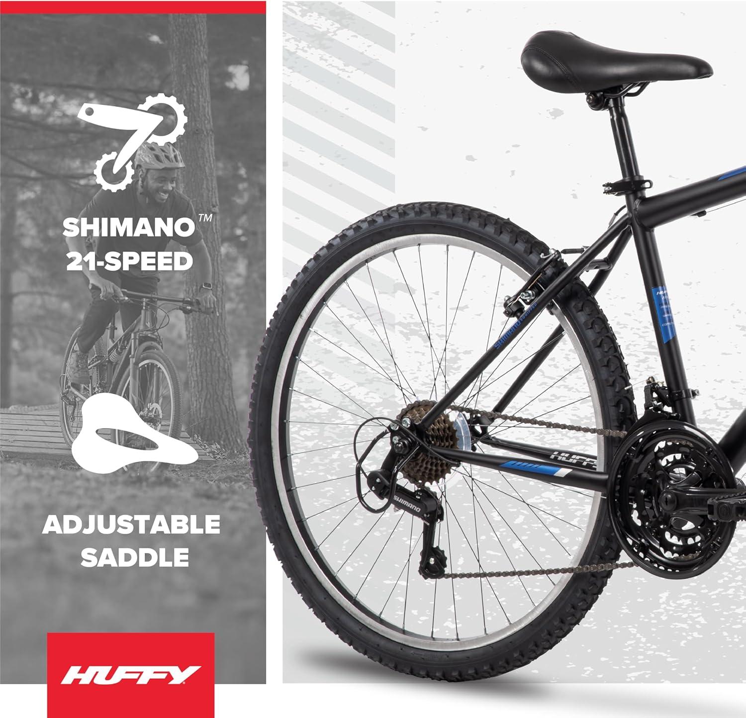 image:imageHuffy Stone Mountain Bike for Men and Women 202426 6Speed 20 or 21Speed Front or Dual Suspension Varies Multiple Colors Adjustable Saddle Shimano Equipped AllTerrain TiresMatte Black