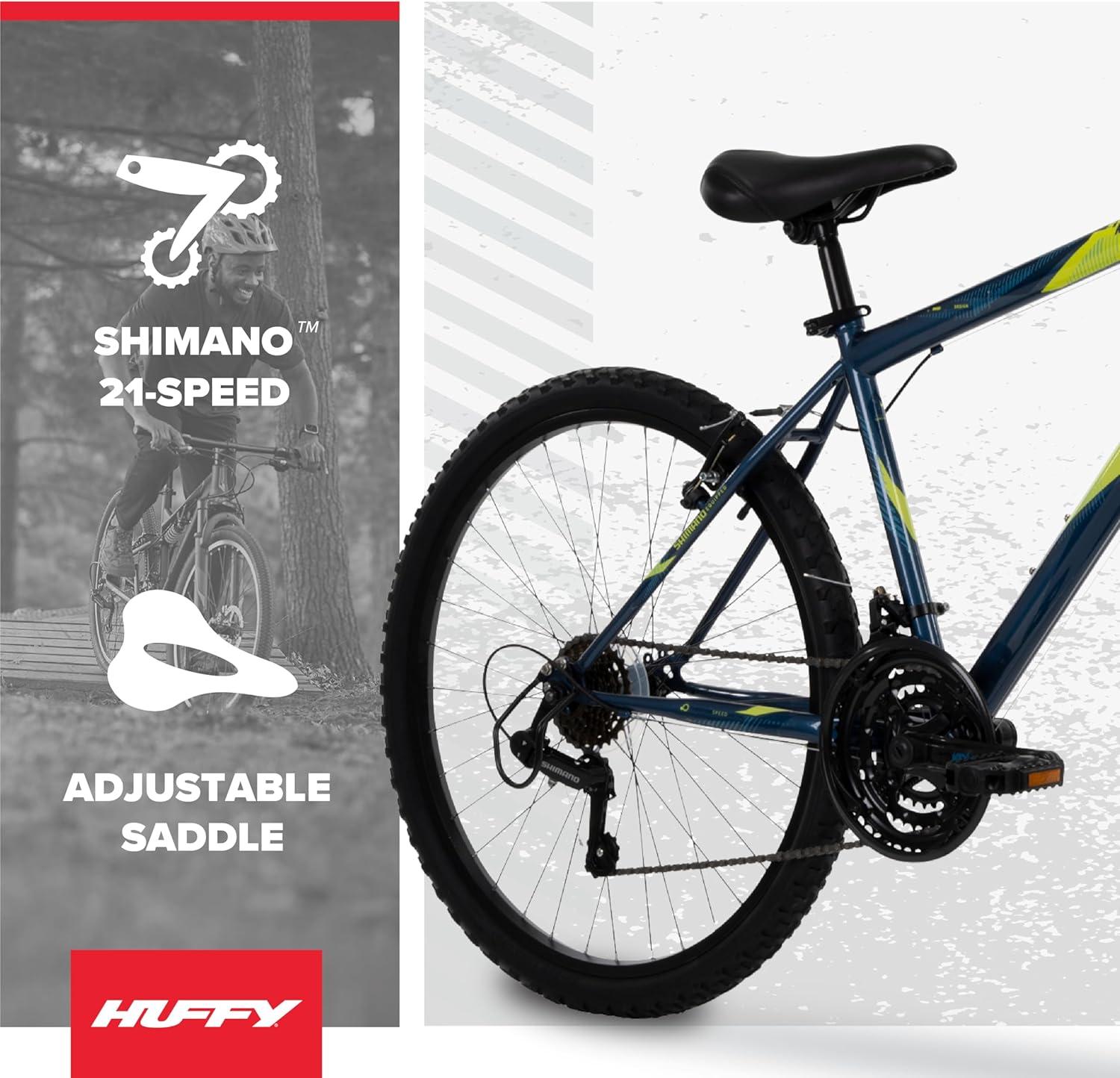 image:imageHuffy Stone Mountain Bike for Men and Women 202426 6Speed 20 or 21Speed Front or Dual Suspension Varies Multiple Colors Adjustable Saddle Shimano Equipped AllTerrain TiresDenim Blue