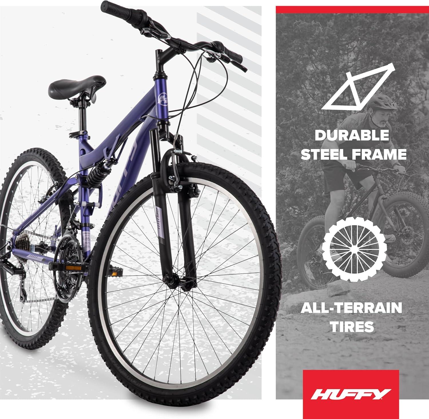 image:imageHuffy Stone Mountain Bike for Men and Women 202426 6Speed 20 or 21Speed Front or Dual Suspension Varies Multiple Colors Adjustable Saddle Shimano Equipped AllTerrain TiresMidnight Purple