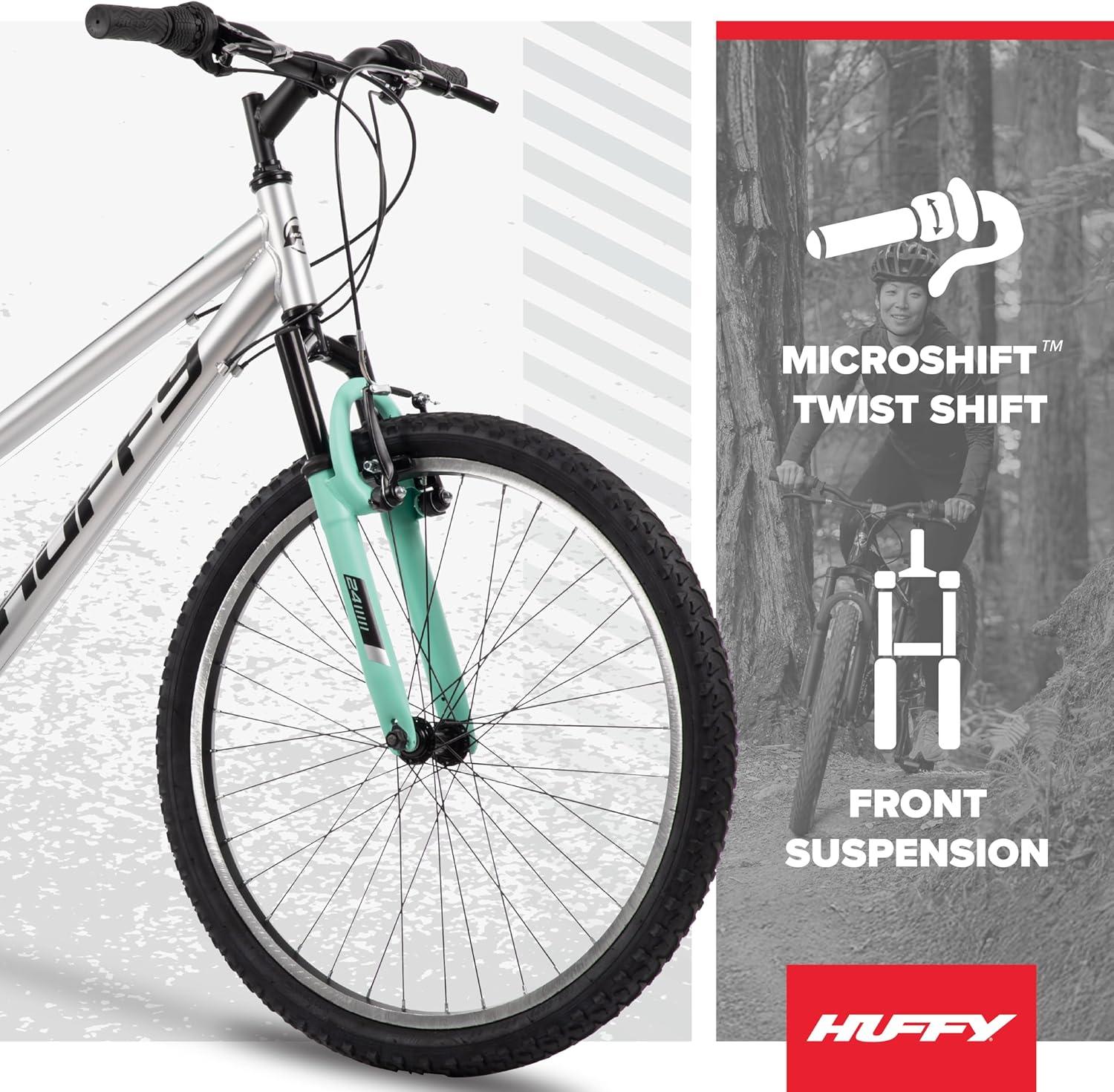 image:imageHuffy Stone Mountain Bike for Men and Women 202426 6Speed 20 or 21Speed Front or Dual Suspension Varies Multiple Colors Adjustable Saddle Shimano Equipped AllTerrain TiresMetallic Nickel