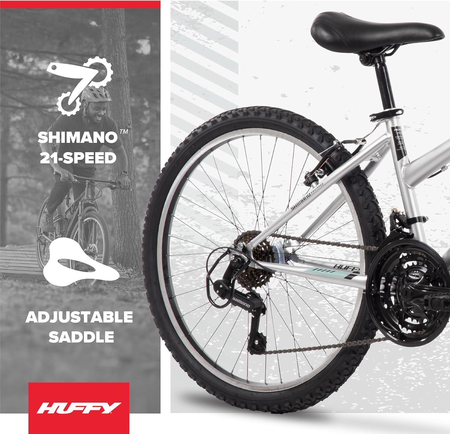 image:imageHuffy Stone Mountain Bike for Men and Women 202426 6Speed 20 or 21Speed Front or Dual Suspension Varies Multiple Colors Adjustable Saddle Shimano Equipped AllTerrain TiresMetallic Nickel