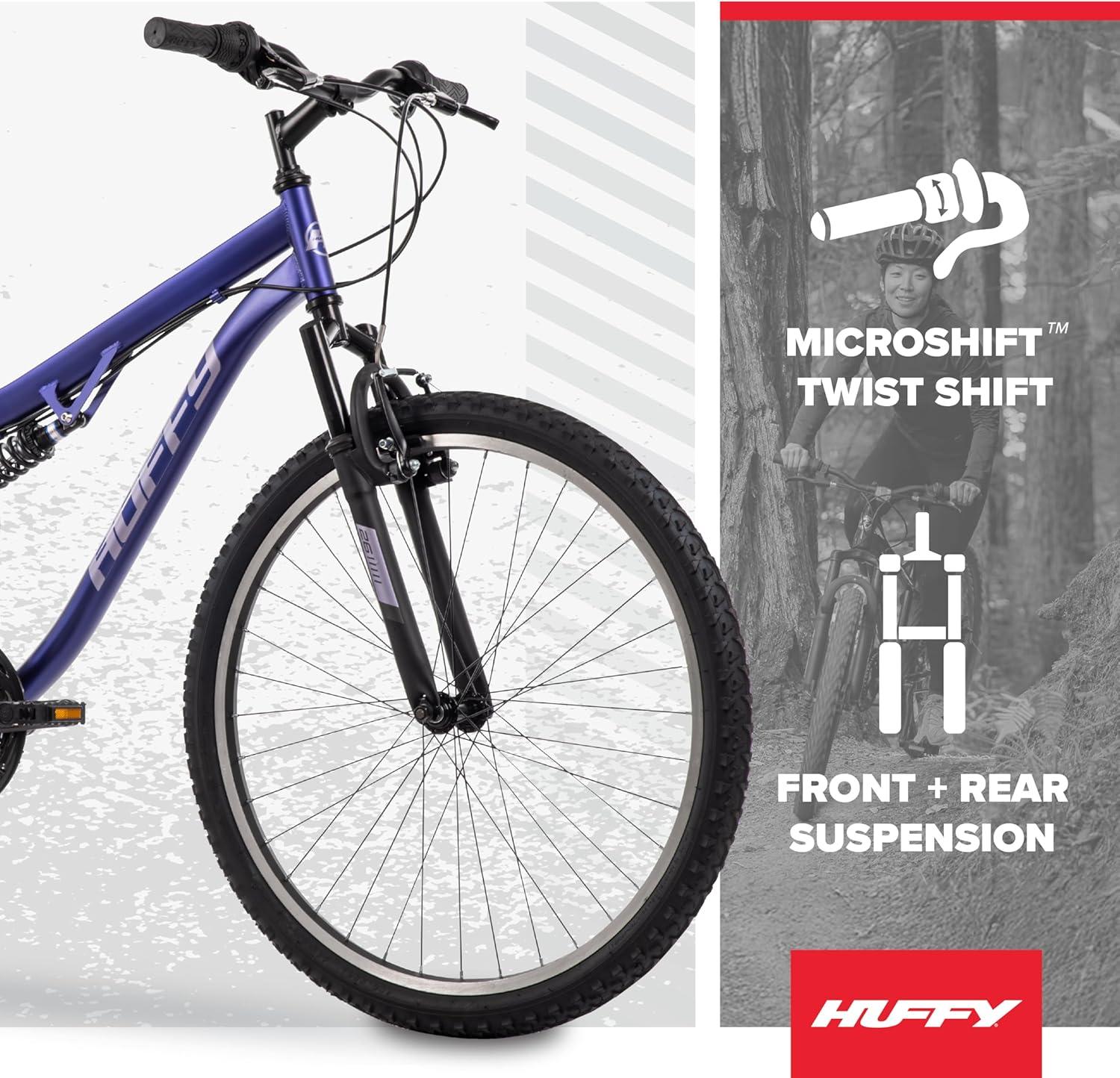 image:imageHuffy Stone Mountain Bike for Men and Women 202426 6Speed 20 or 21Speed Front or Dual Suspension Varies Multiple Colors Adjustable Saddle Shimano Equipped AllTerrain TiresMidnight Purple