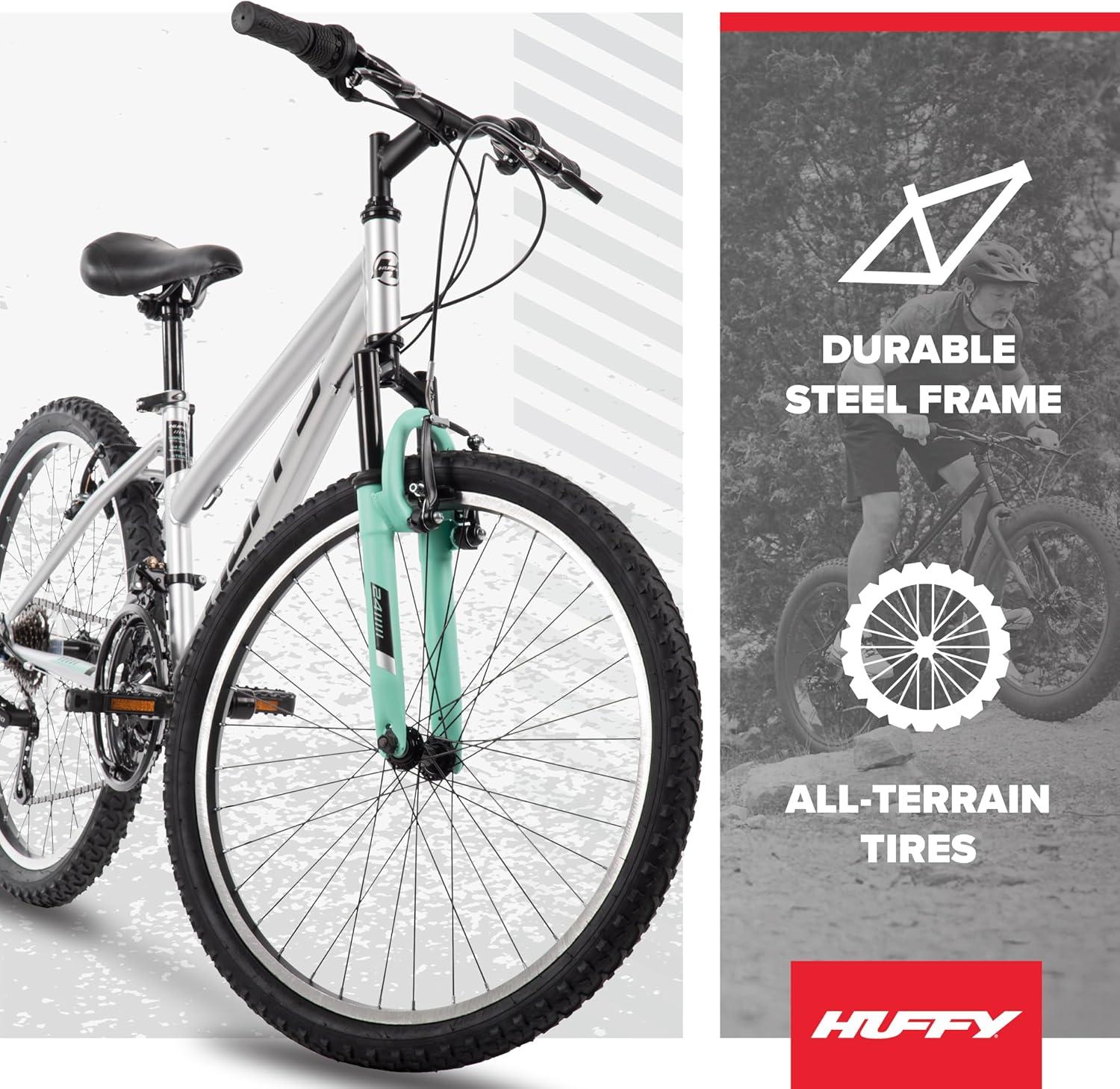 image:imageHuffy Stone Mountain Bike for Men and Women 202426 6Speed 20 or 21Speed Front or Dual Suspension Varies Multiple Colors Adjustable Saddle Shimano Equipped AllTerrain TiresMetallic Nickel