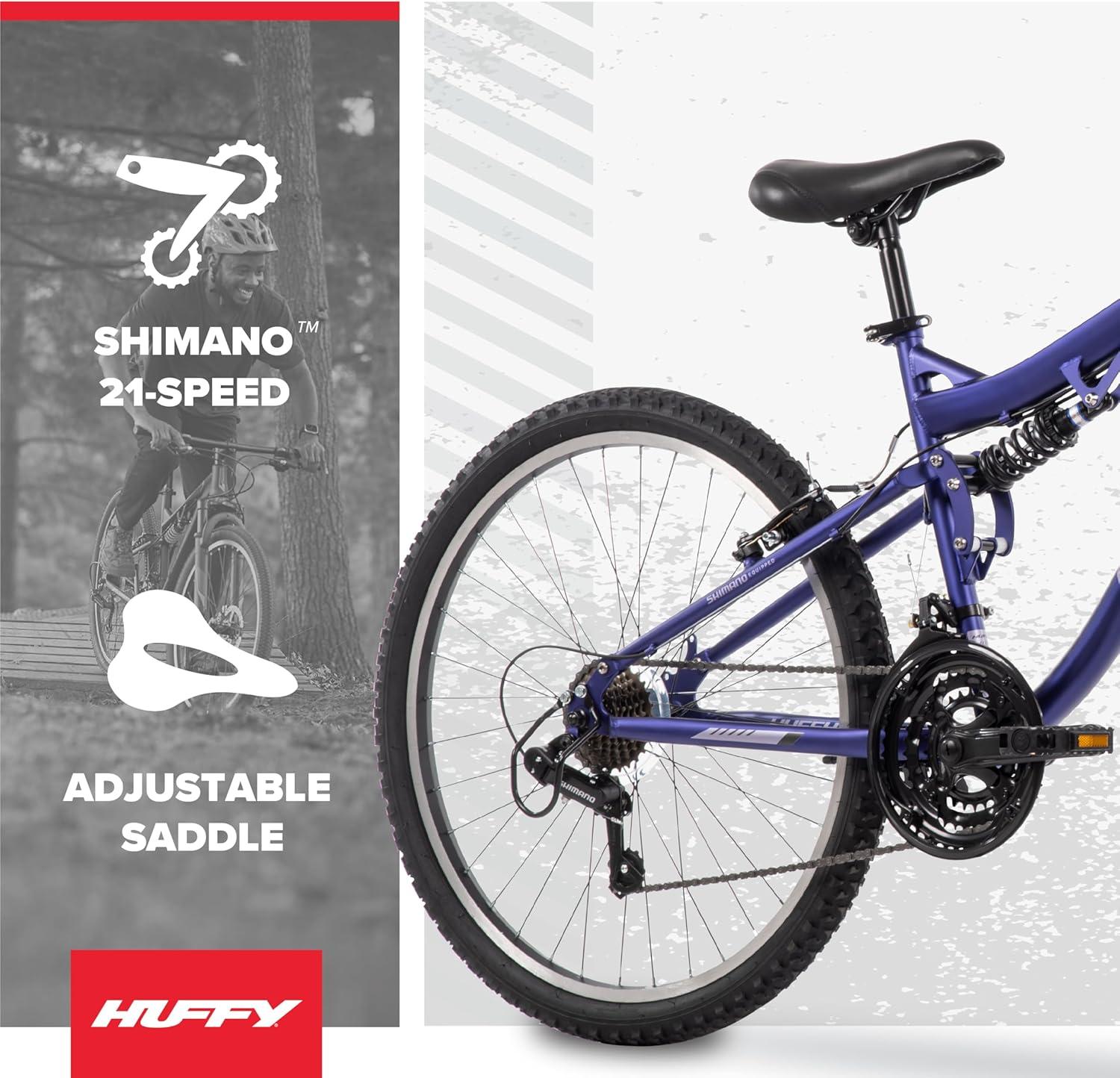image:imageHuffy Stone Mountain Bike for Men and Women 202426 6Speed 20 or 21Speed Front or Dual Suspension Varies Multiple Colors Adjustable Saddle Shimano Equipped AllTerrain TiresMidnight Purple