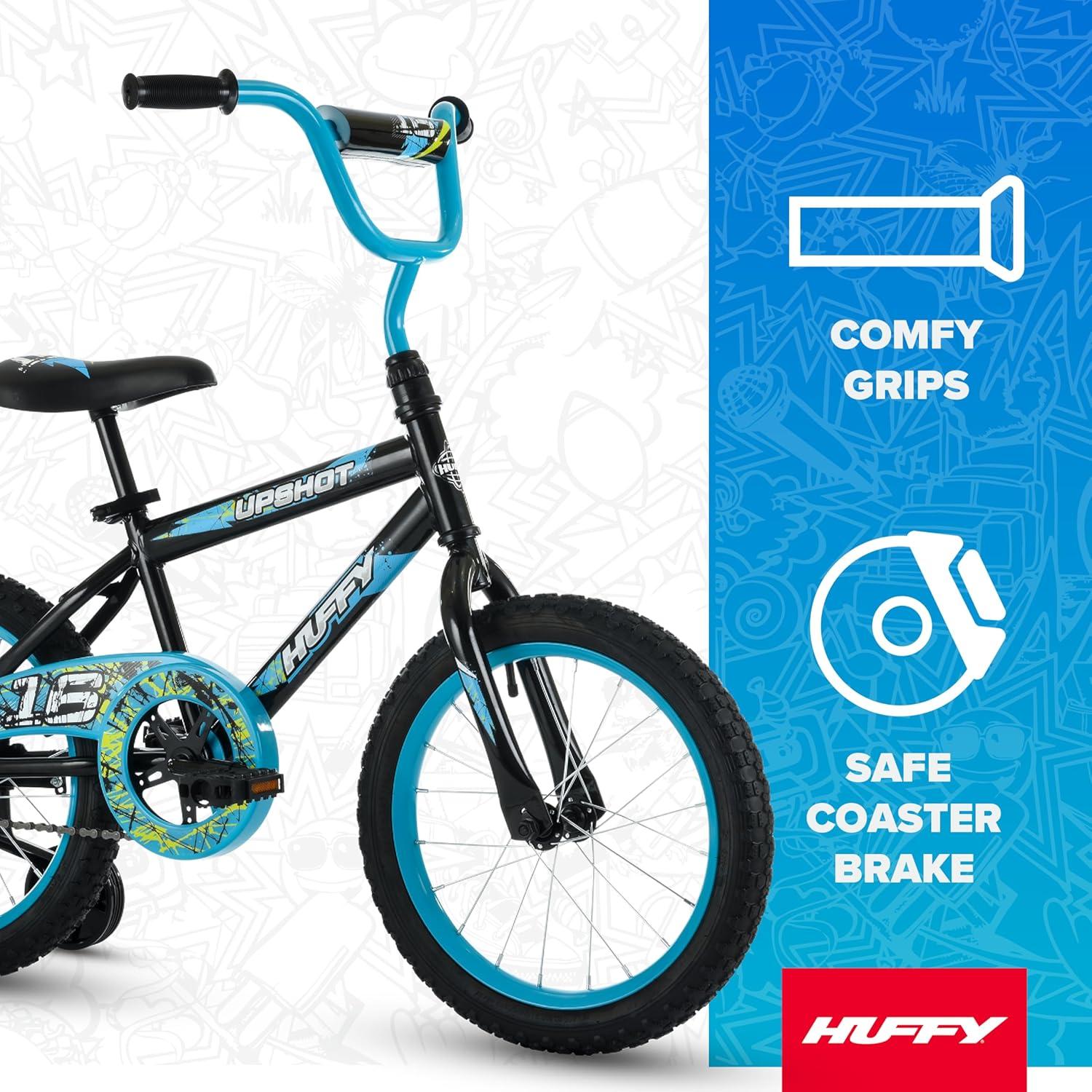image:imageHuffy Upshot 121620 Inch Boys Bike for Kids Multiple Color Options Available Removable Training Wheels BMX Design Designed for Growth Durable Construction EZ Build AssemblyBlack