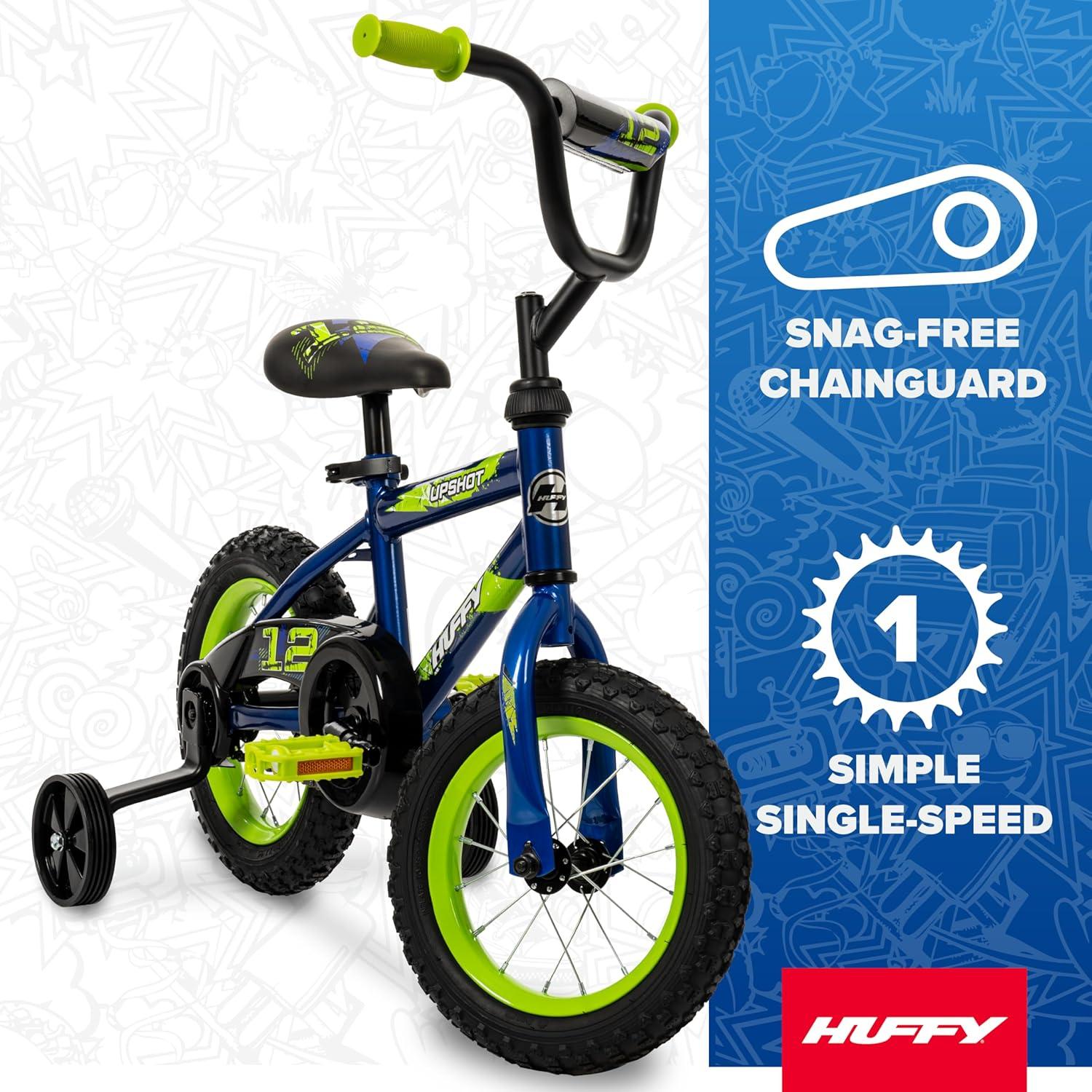 image:imageHuffy Upshot 121620 Inch Boys Bike for Kids Multiple Color Options Available Removable Training Wheels BMX Design Designed for Growth Durable Construction EZ Build AssemblyBlue