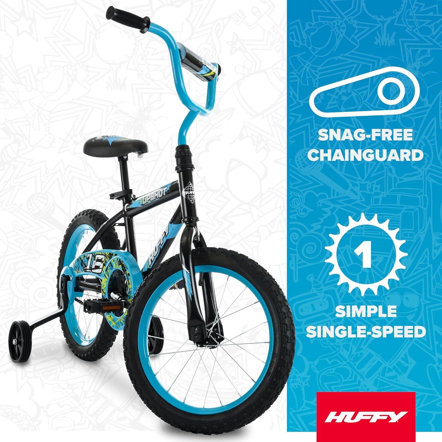 image:imageHuffy Upshot 121620 Inch Boys Bike for Kids Multiple Color Options Available Removable Training Wheels BMX Design Designed for Growth Durable Construction EZ Build AssemblyBlack