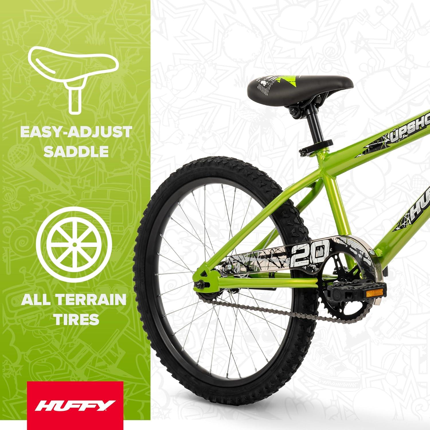 image:imageHuffy Upshot 121620 Inch Boys Bike for Kids Multiple Color Options Available Removable Training Wheels BMX Design Designed for Growth Durable Construction EZ Build AssemblyLime Green