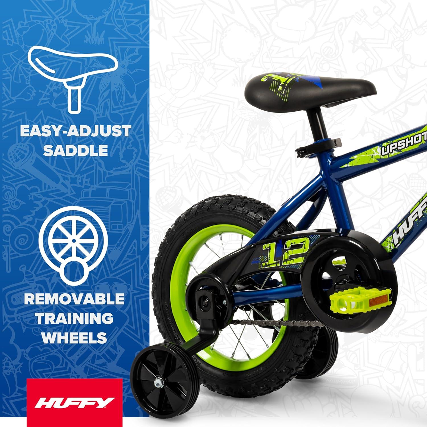 image:imageHuffy Upshot 121620 Inch Boys Bike for Kids Multiple Color Options Available Removable Training Wheels BMX Design Designed for Growth Durable Construction EZ Build AssemblyBlue
