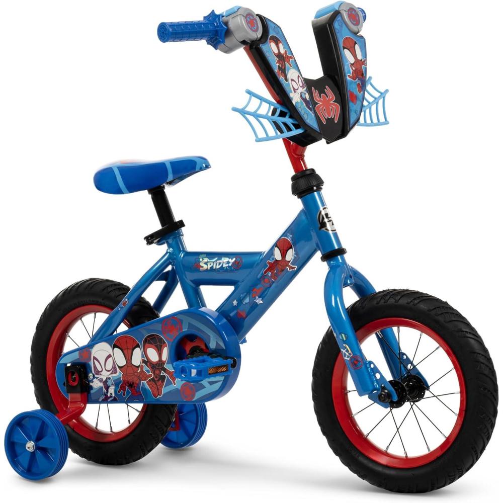image:imageHuffy Disney and Marvel 1216 Inch Boys Bike for Kids Multiple Color Options and Designs Available Ideal for Ages 3 Years Old Removable Training Wheels Adjustable Seat Simple Coaster BrakeBlue  Spidey and His Amazing Friends